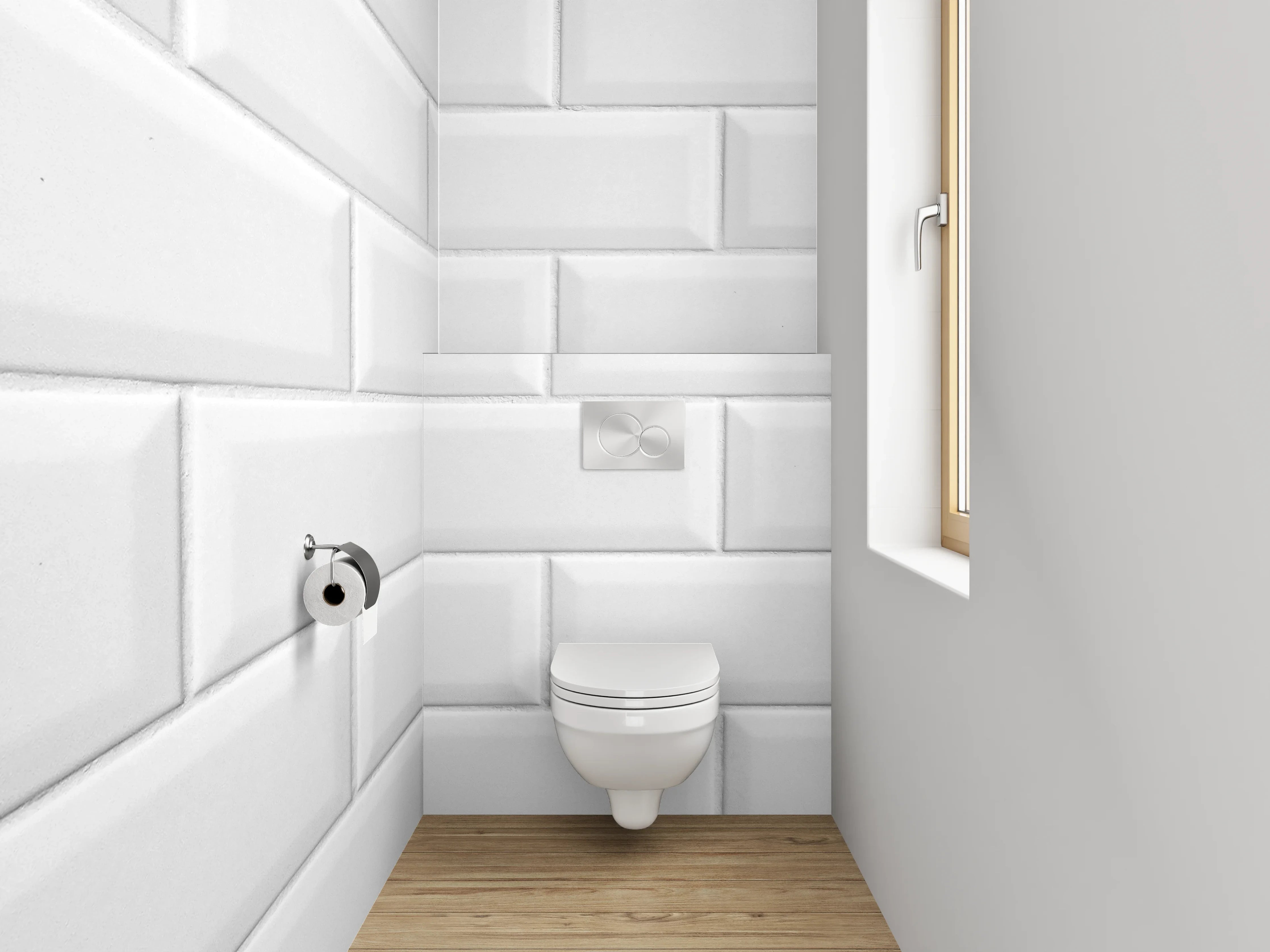 WC-Rückwand - Weiße Metro-Fliesenmuster Badezimmer-Design