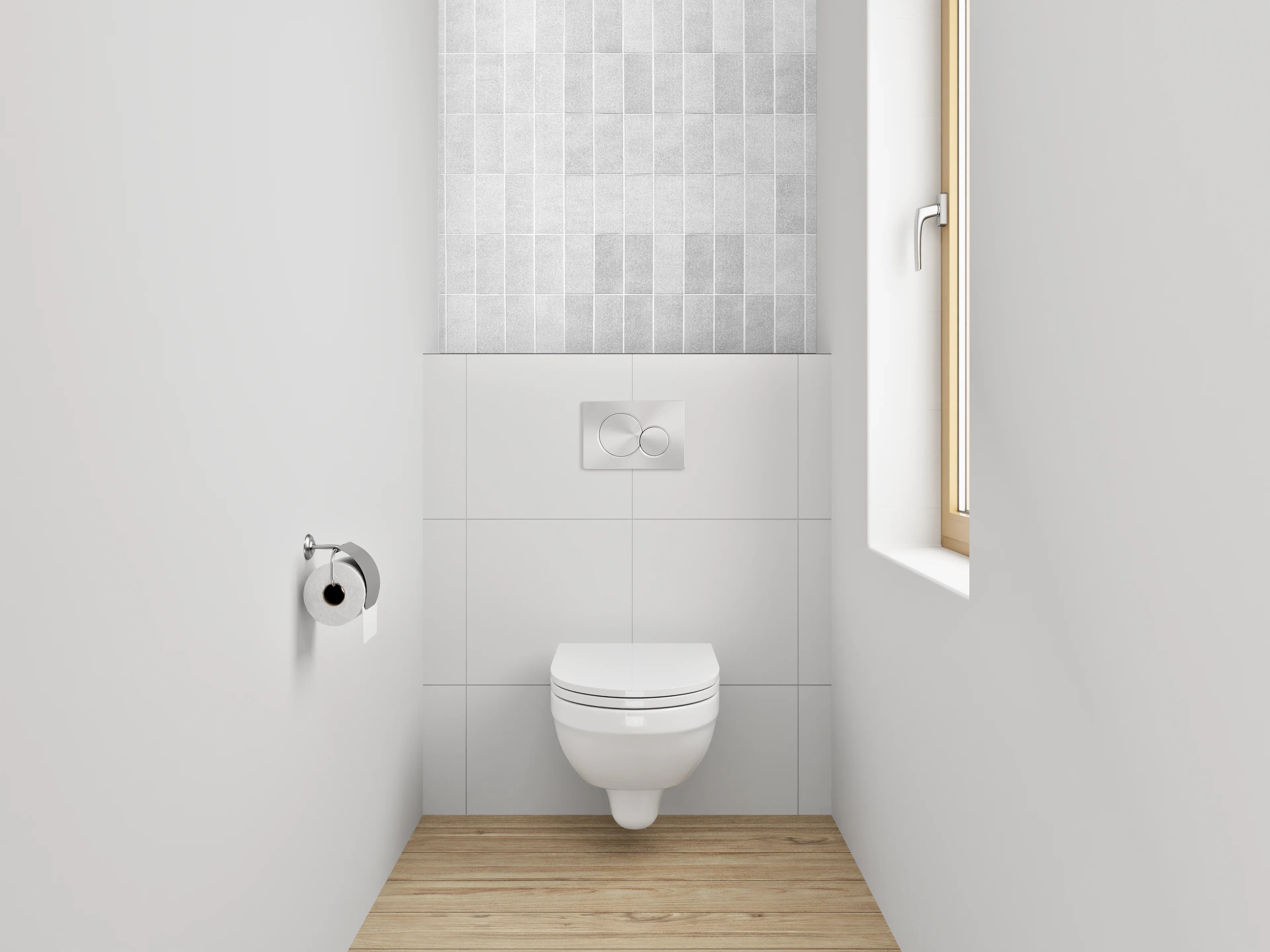 WC-Rückwand - Weiße Mosaikfliesen in Marmoroptik