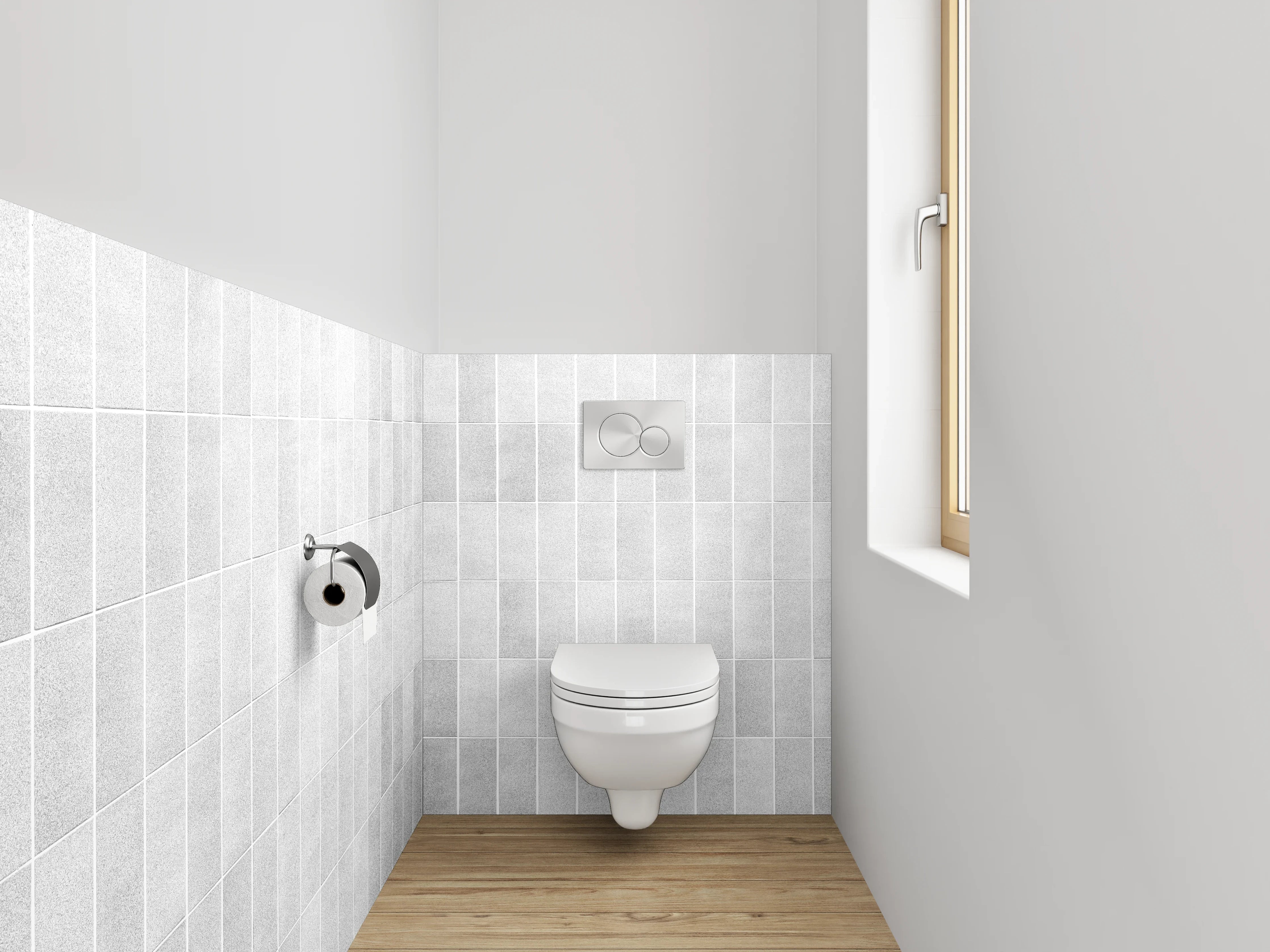 WC-Rückwand - Weiße Mosaikfliesen in Marmoroptik