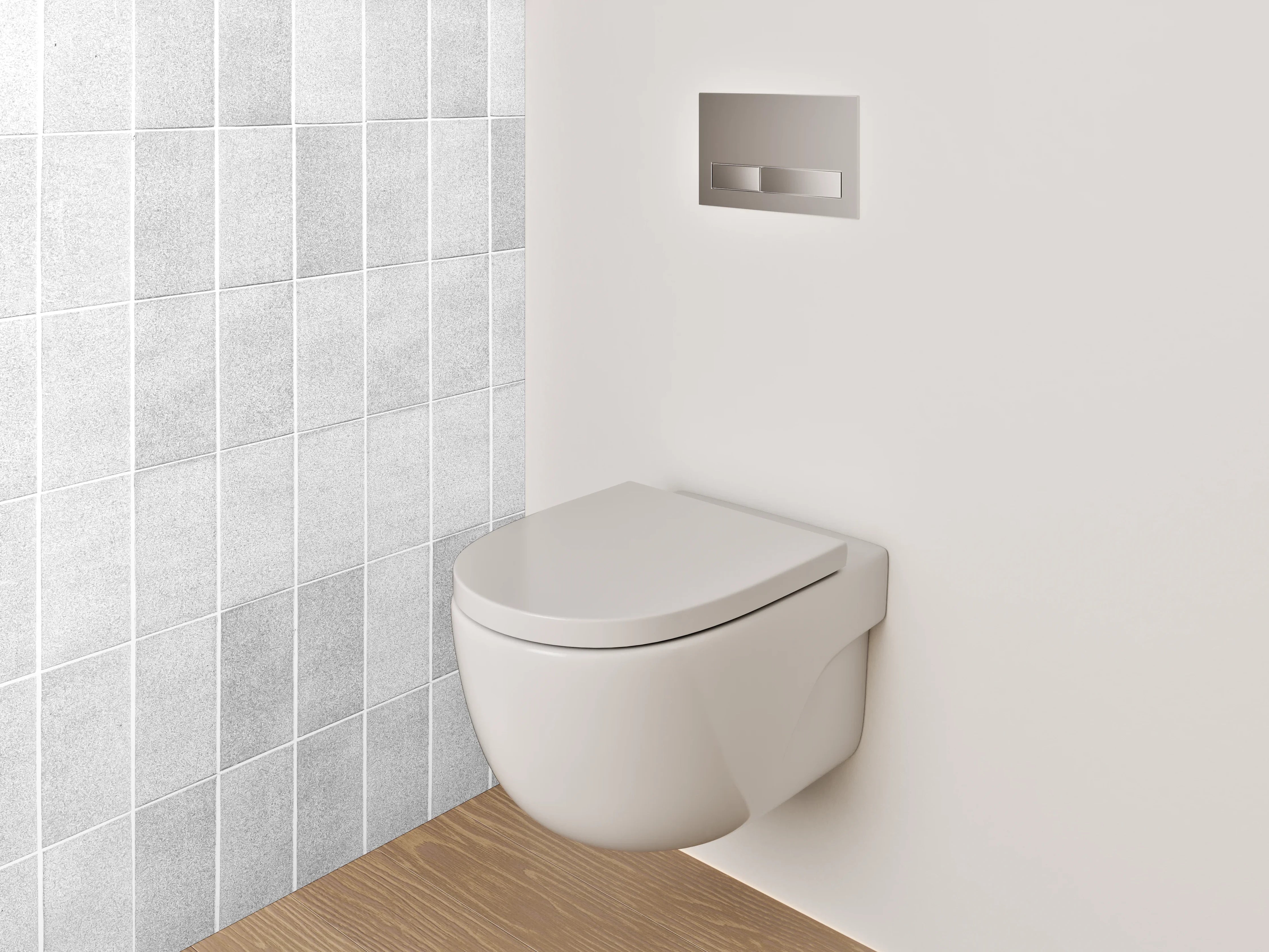 WC-Rückwand - Weiße Mosaikfliesen in Marmoroptik