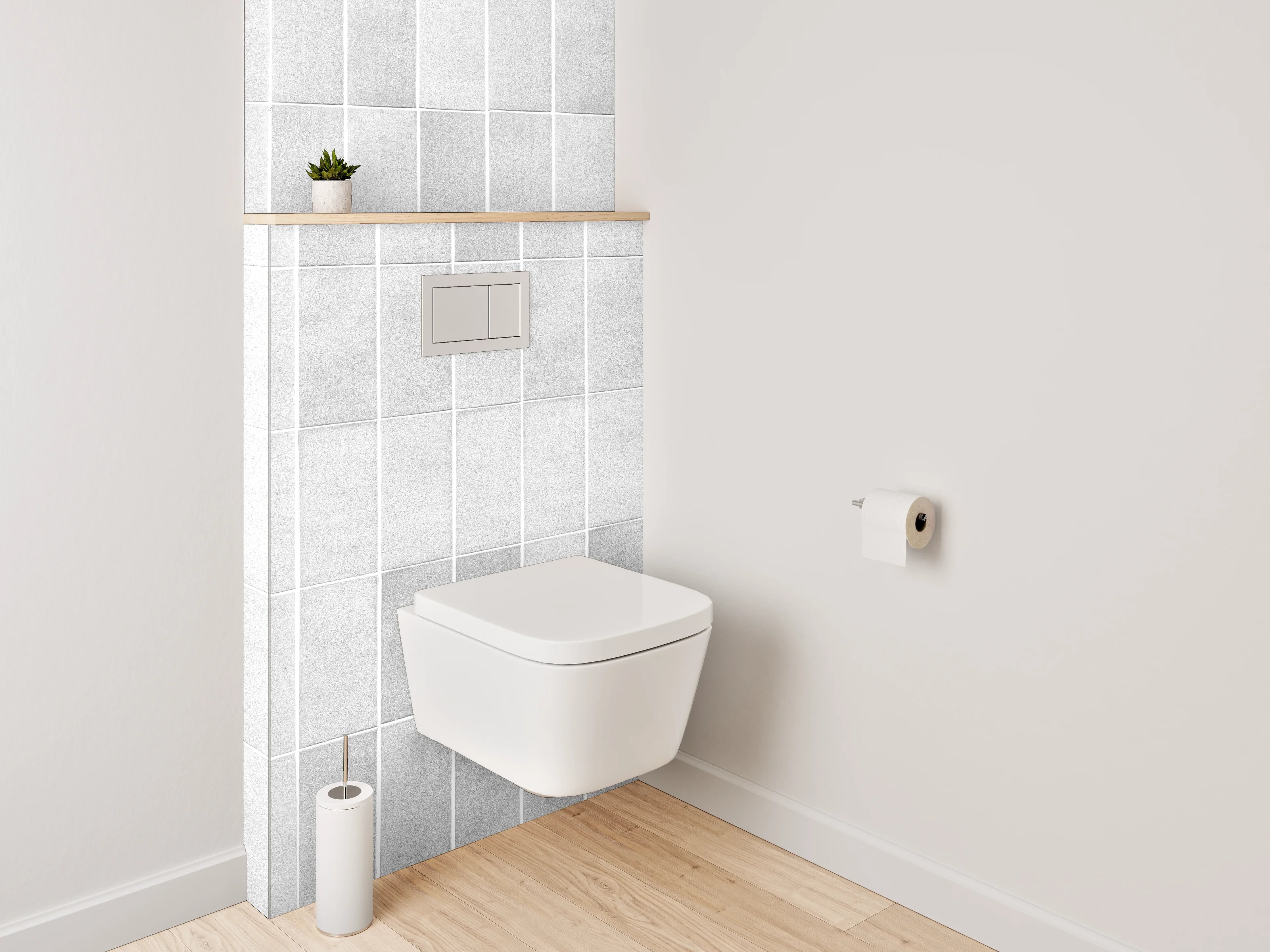 WC-Rückwand - Weiße Mosaikfliesen in Marmoroptik
