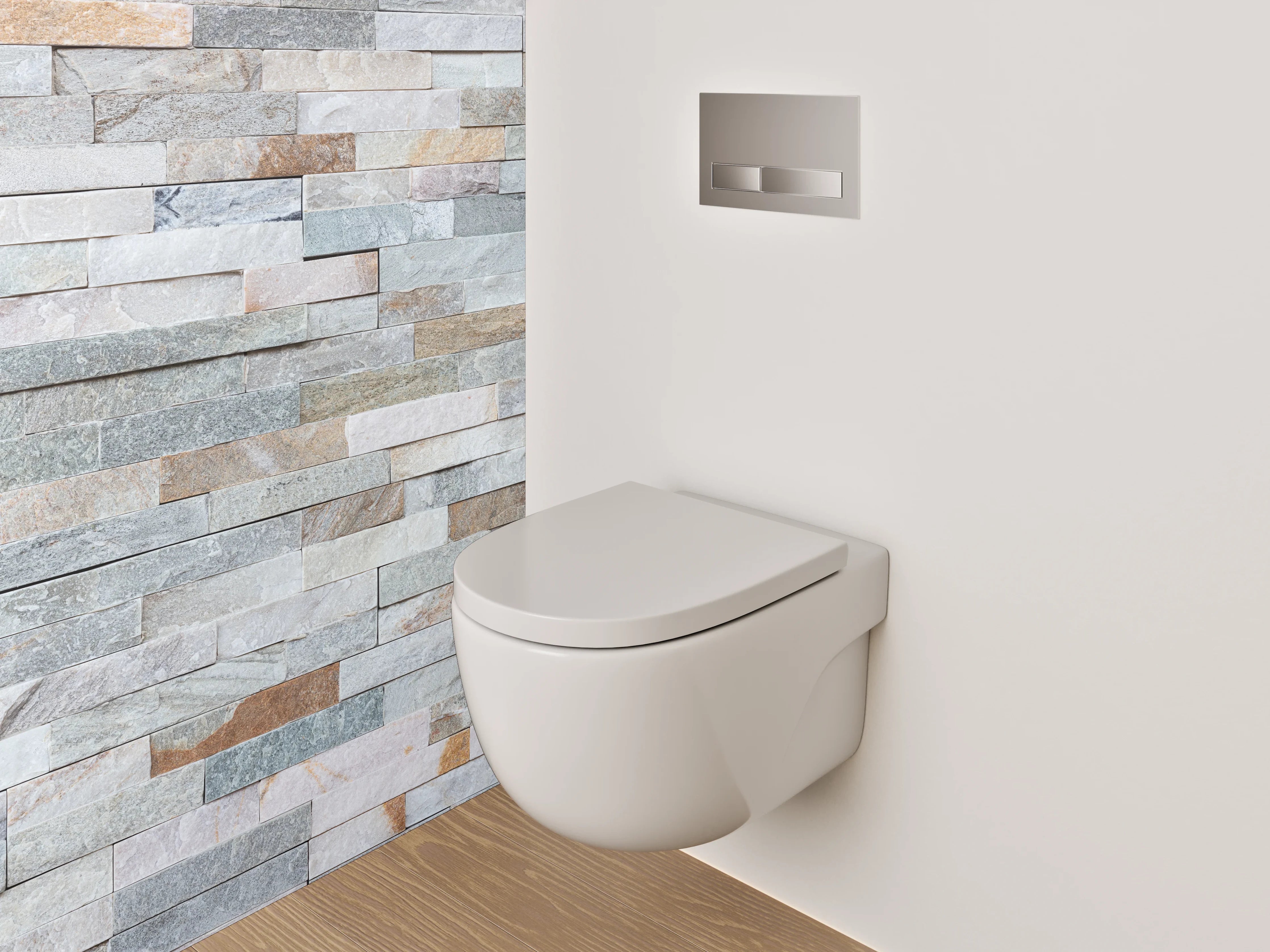 WC-Rückwand - Weiße Natursteinmauer Fliesen-Optik