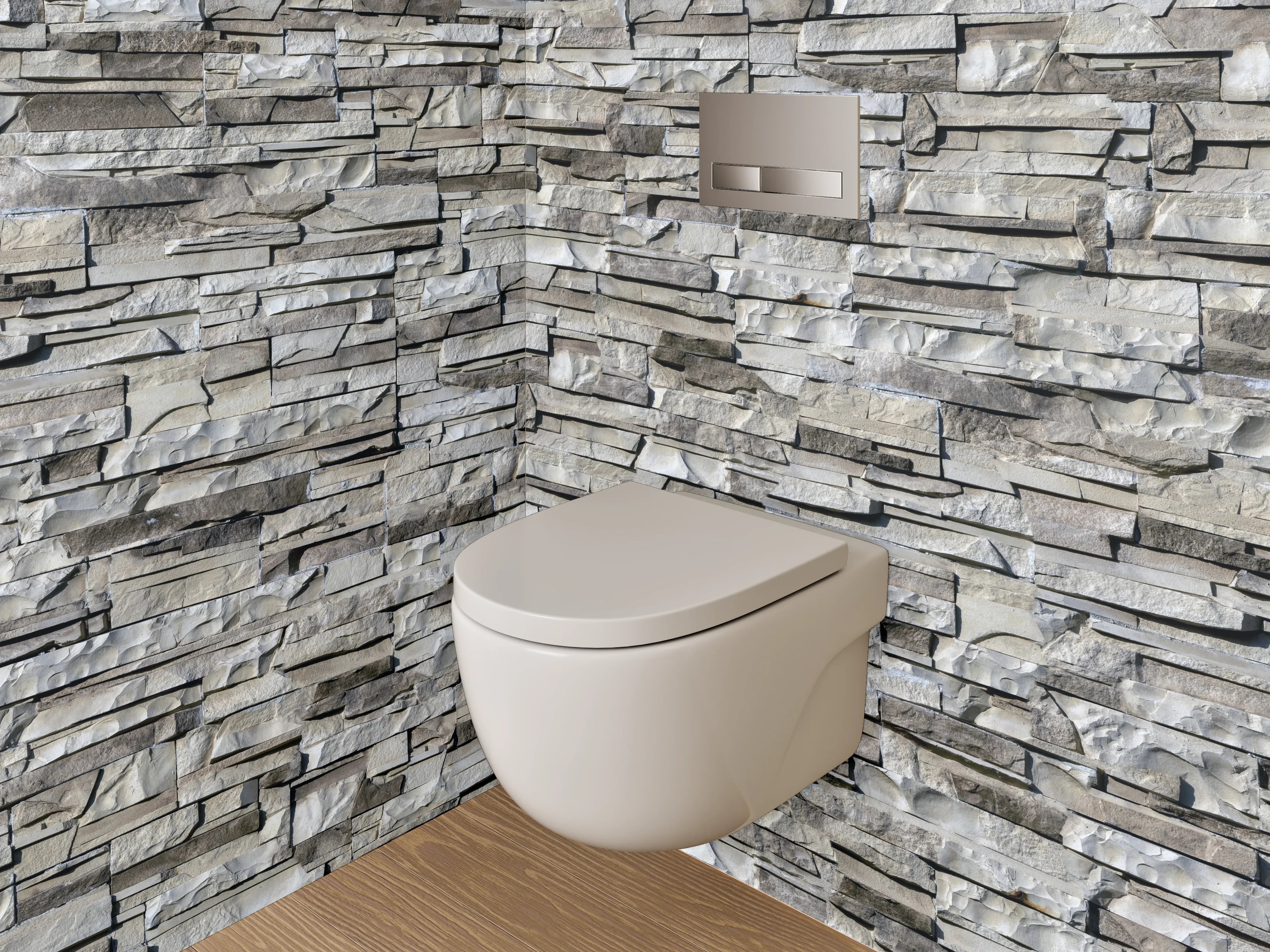 WC-Rückwand - Weiße Natursteinmauer Struktur