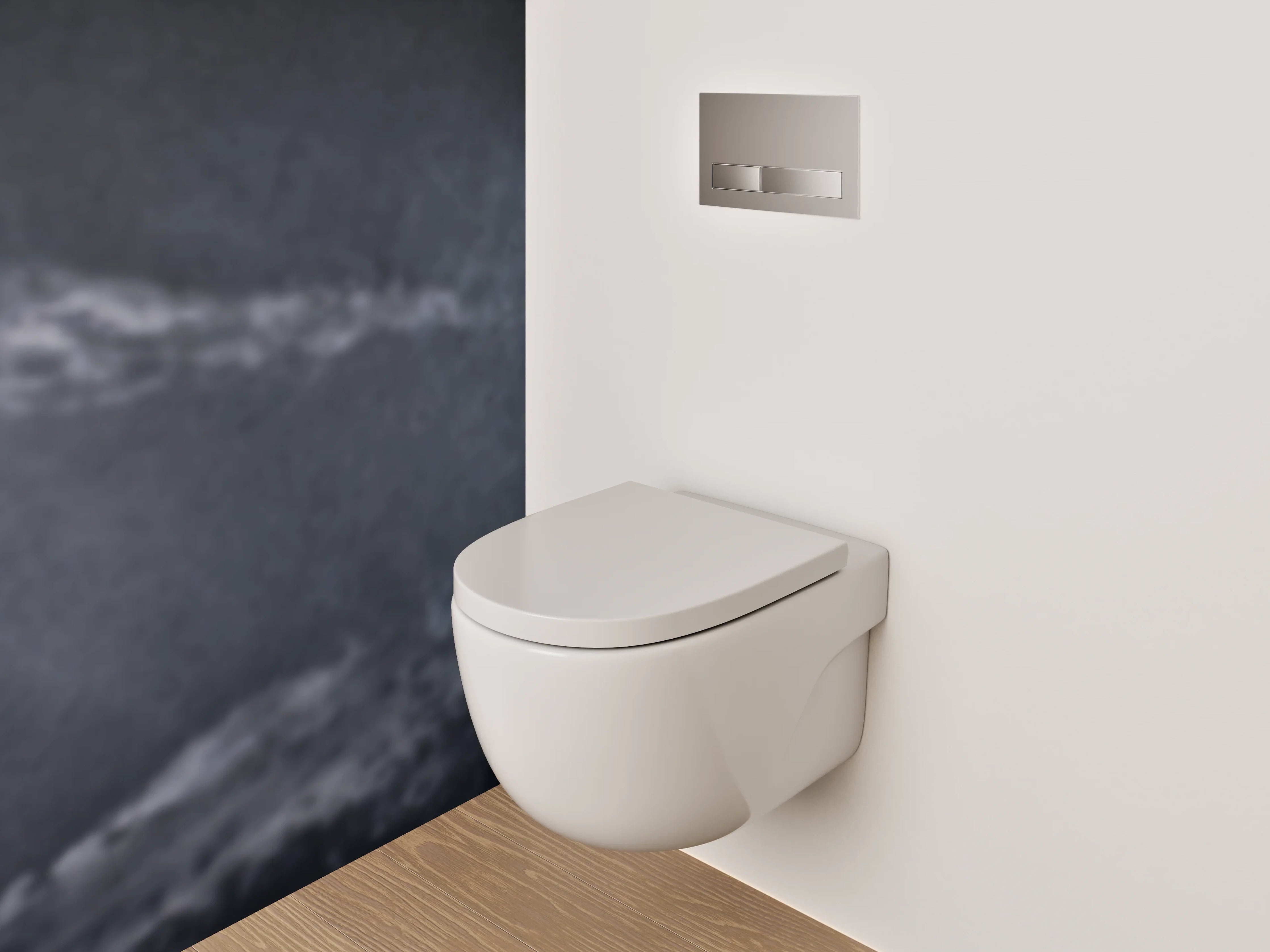 WC-Rückwand - Weiße Orchideen vor Marmoroptik