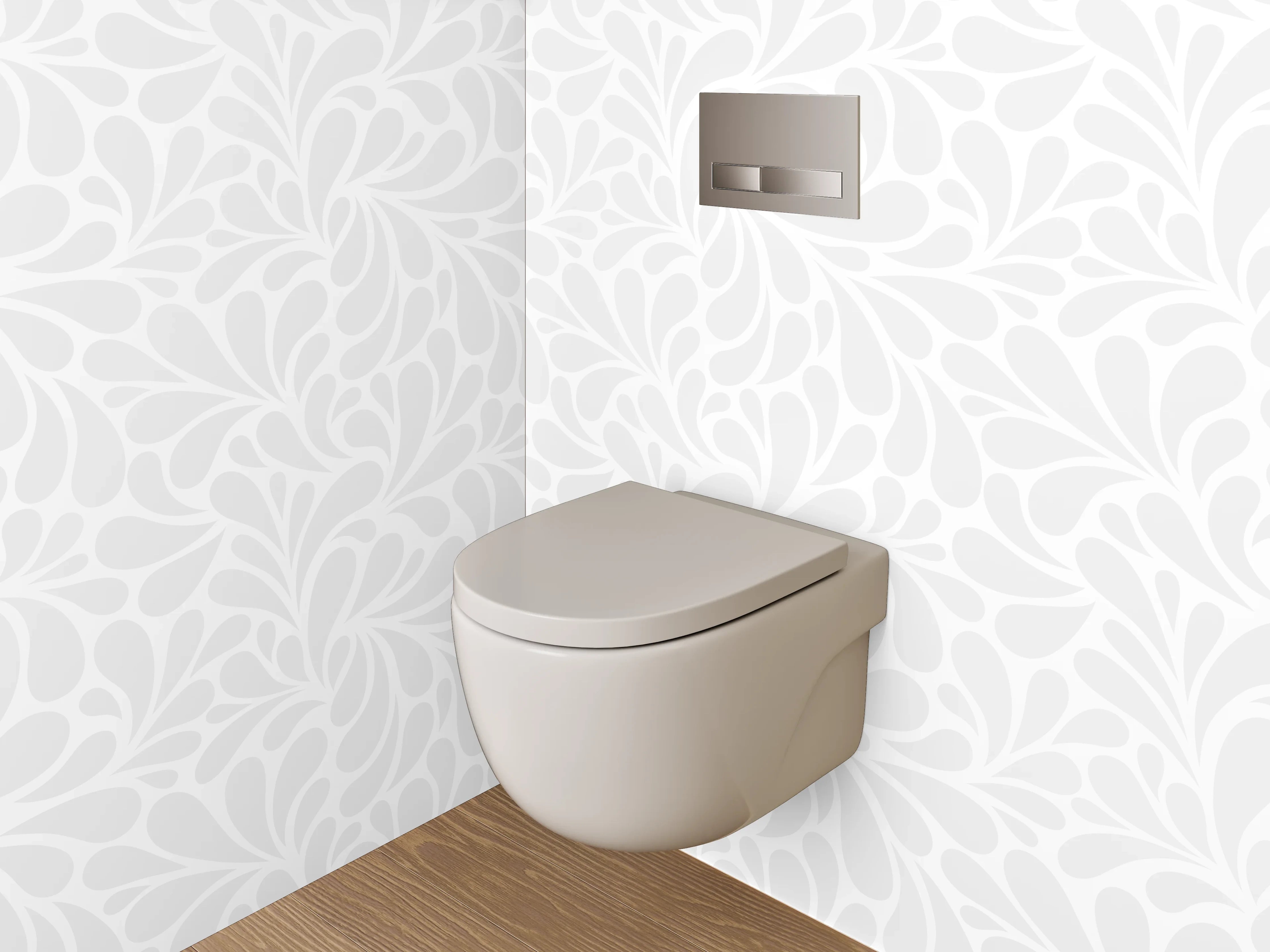 WC-Rückwand - Weiße Ornament-Musterwand