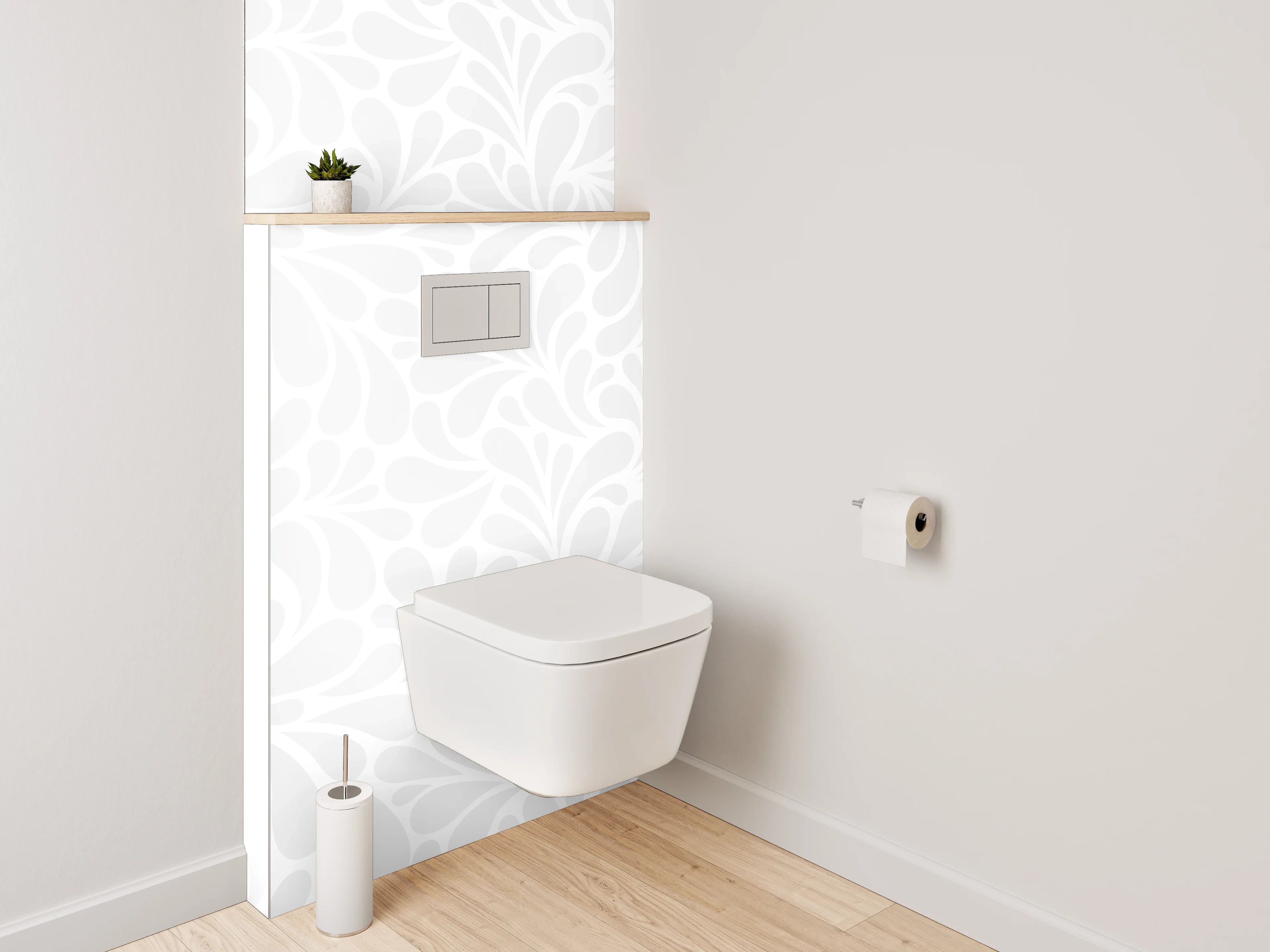 WC-Rückwand - Weiße Ornament-Musterwand