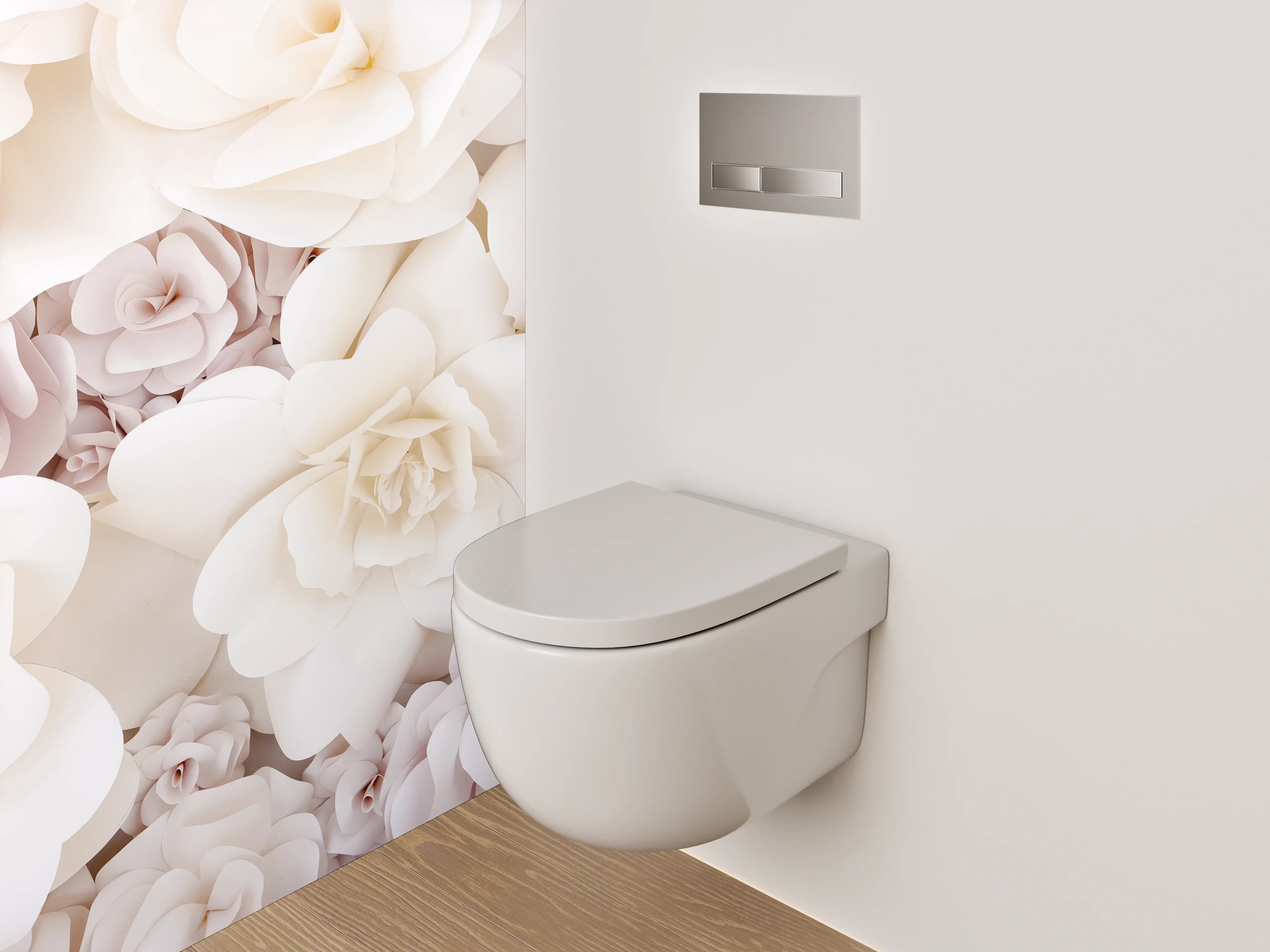 WC-Rückwand - Weiße Papierblumen Kunst-Motiv