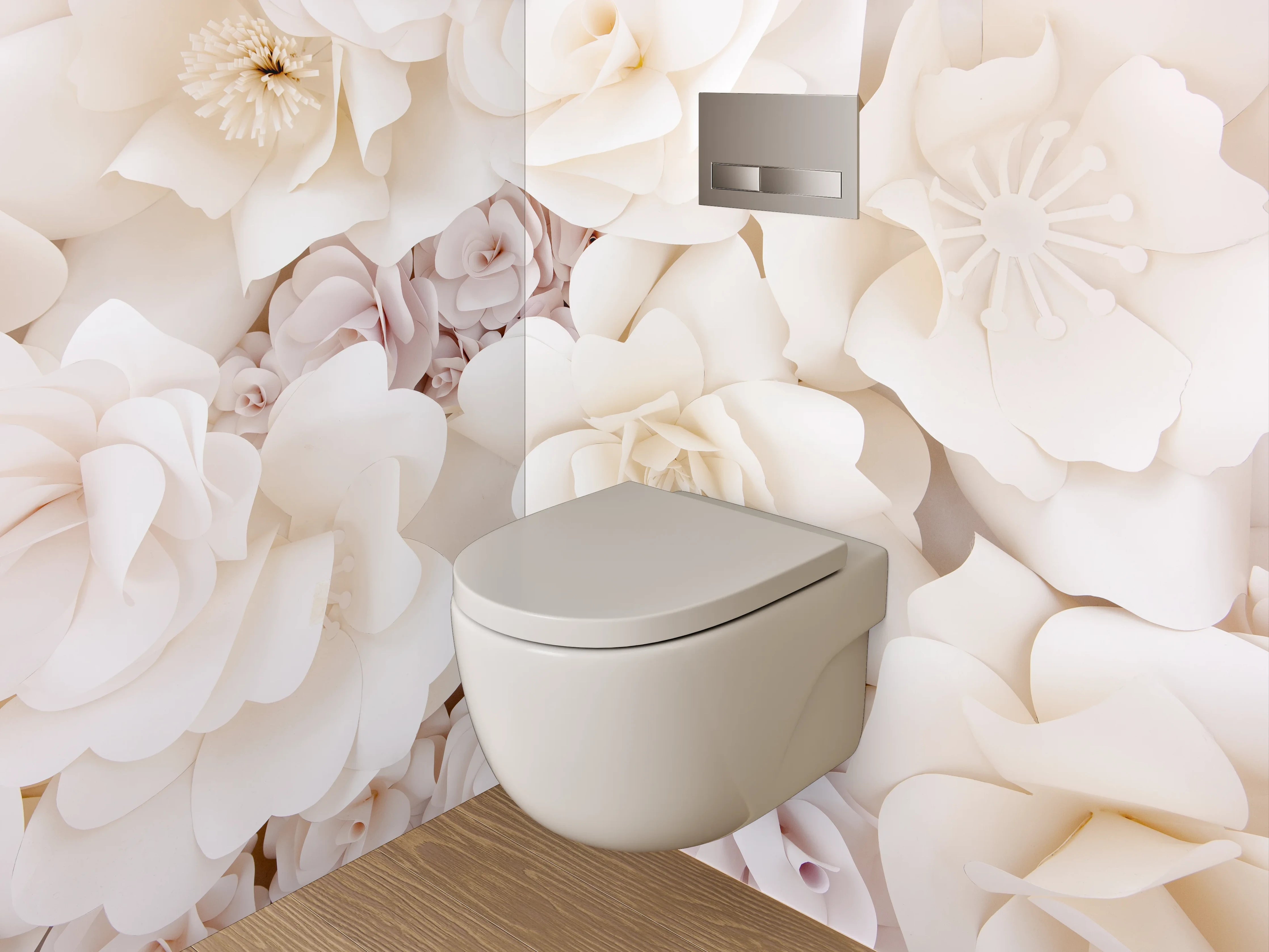 WC-Rückwand - Weiße Papierblumen Kunst-Motiv