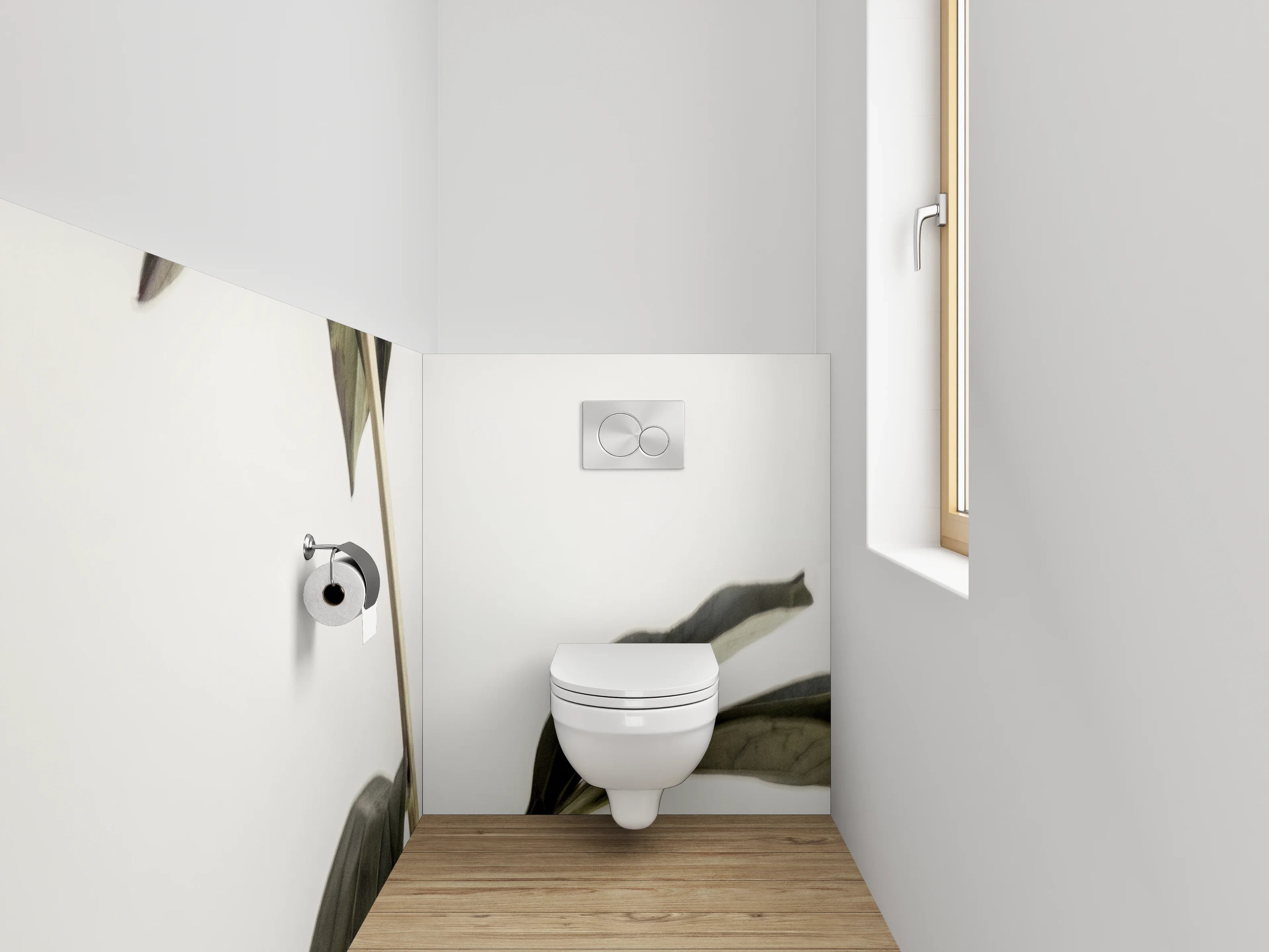 WC-Rückwand - Weiße Pfingstrose Minimalistisch
