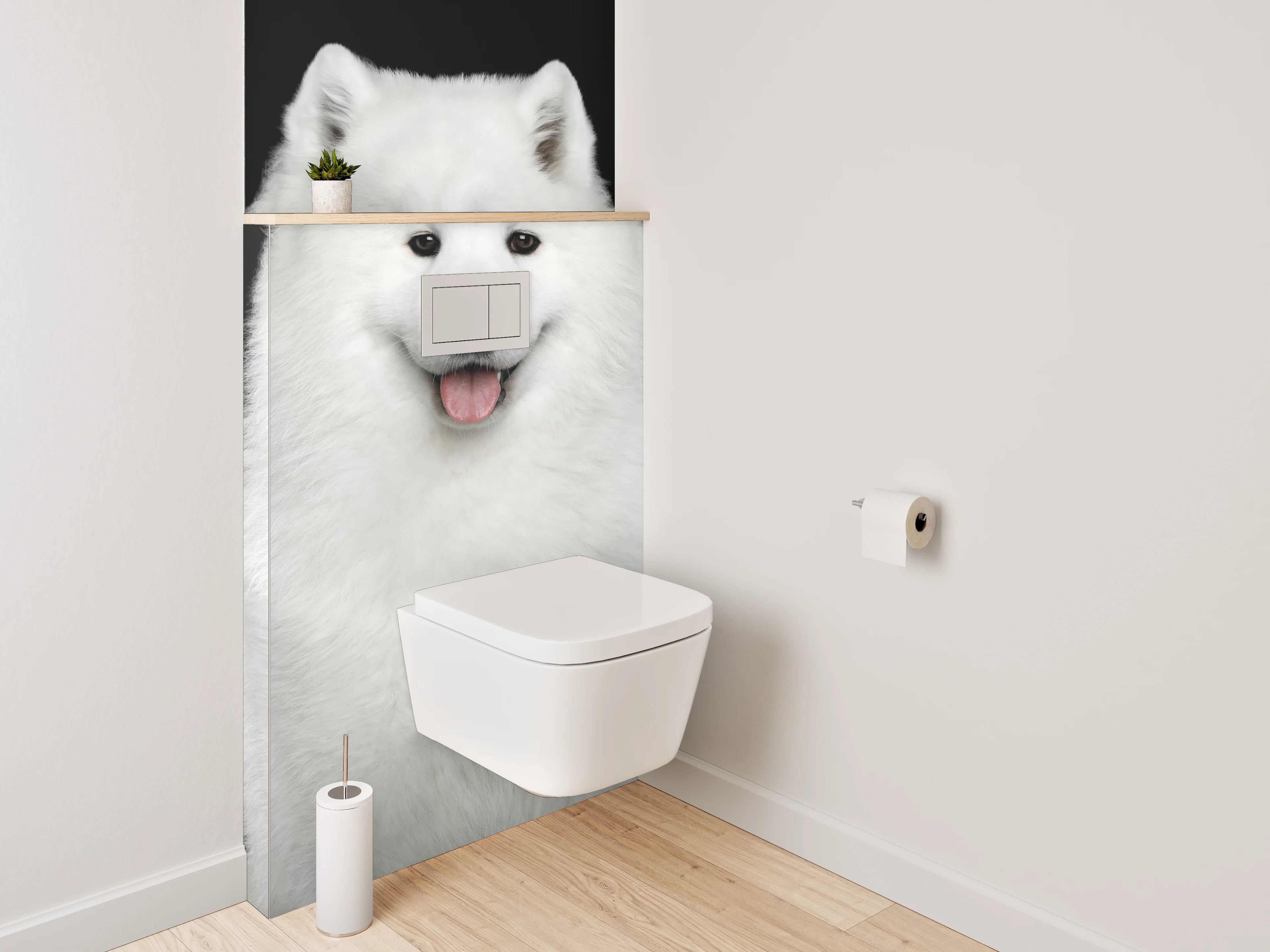 WC-Rückwand - Weiße Schönheit: Samojede Hund Portrait
