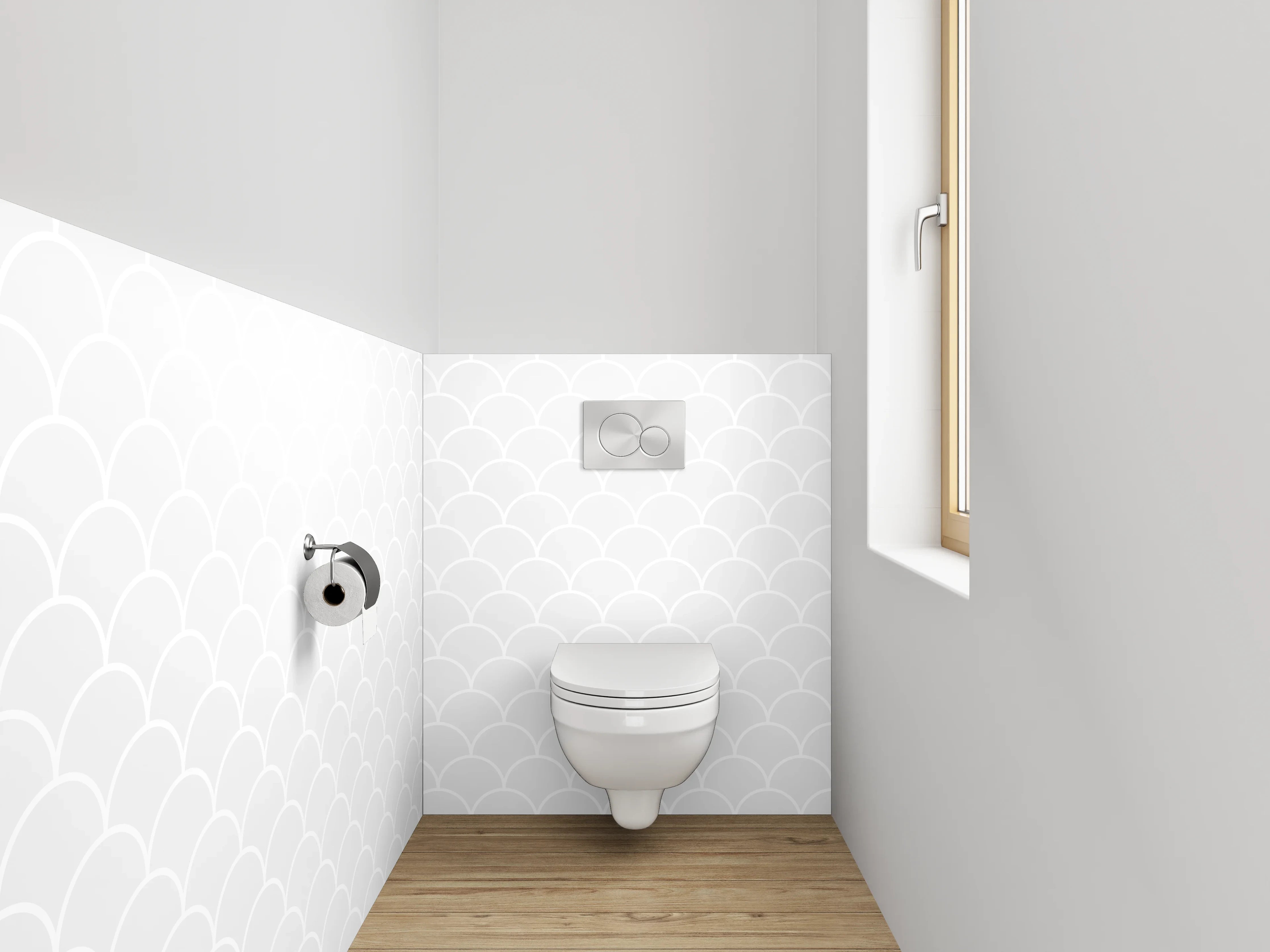WC-Rückwand - Weiße Schuppenmuster Struktur