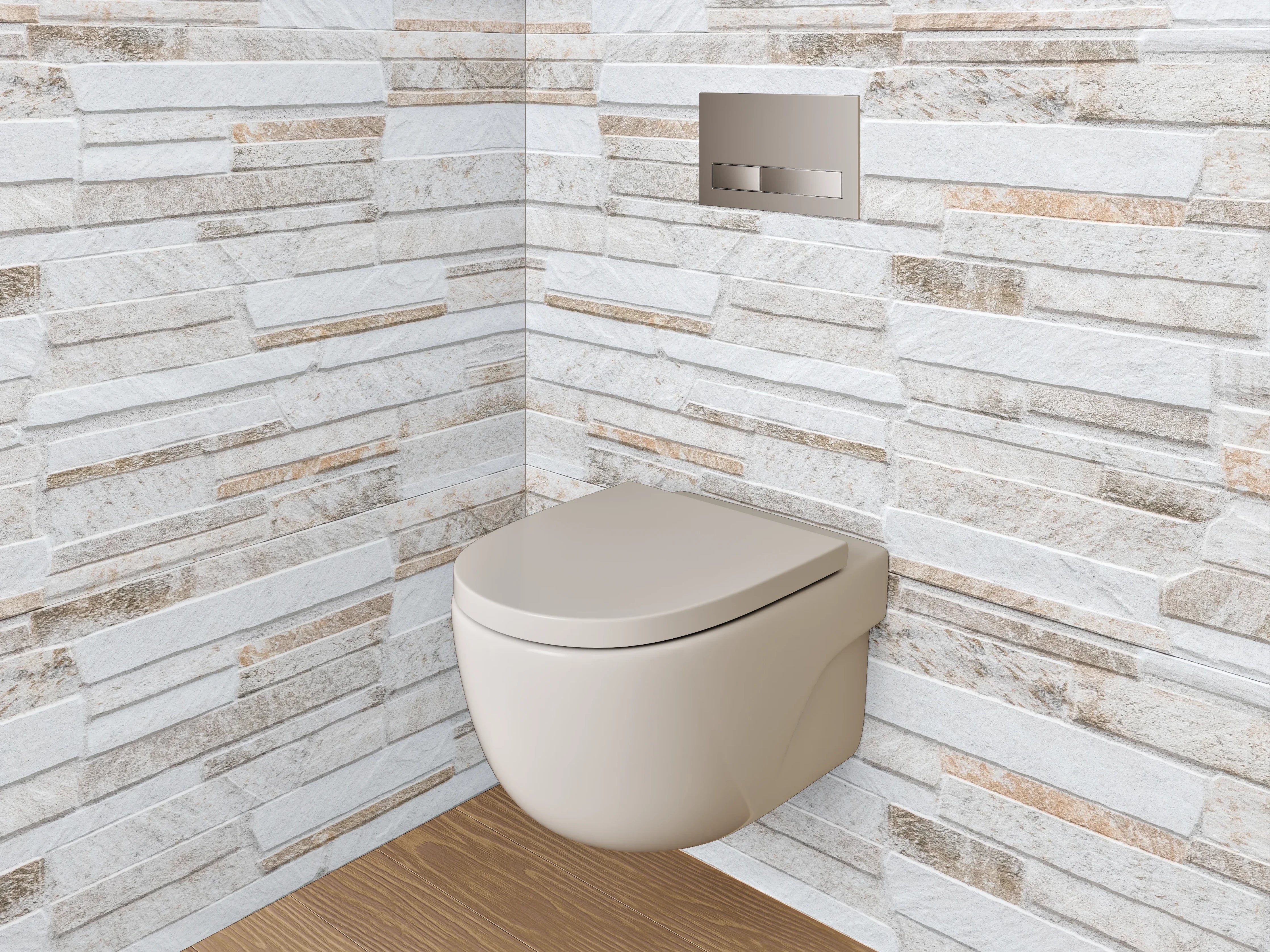 WC-Rückwand - Weiße Steinmauer Fliesenoptik