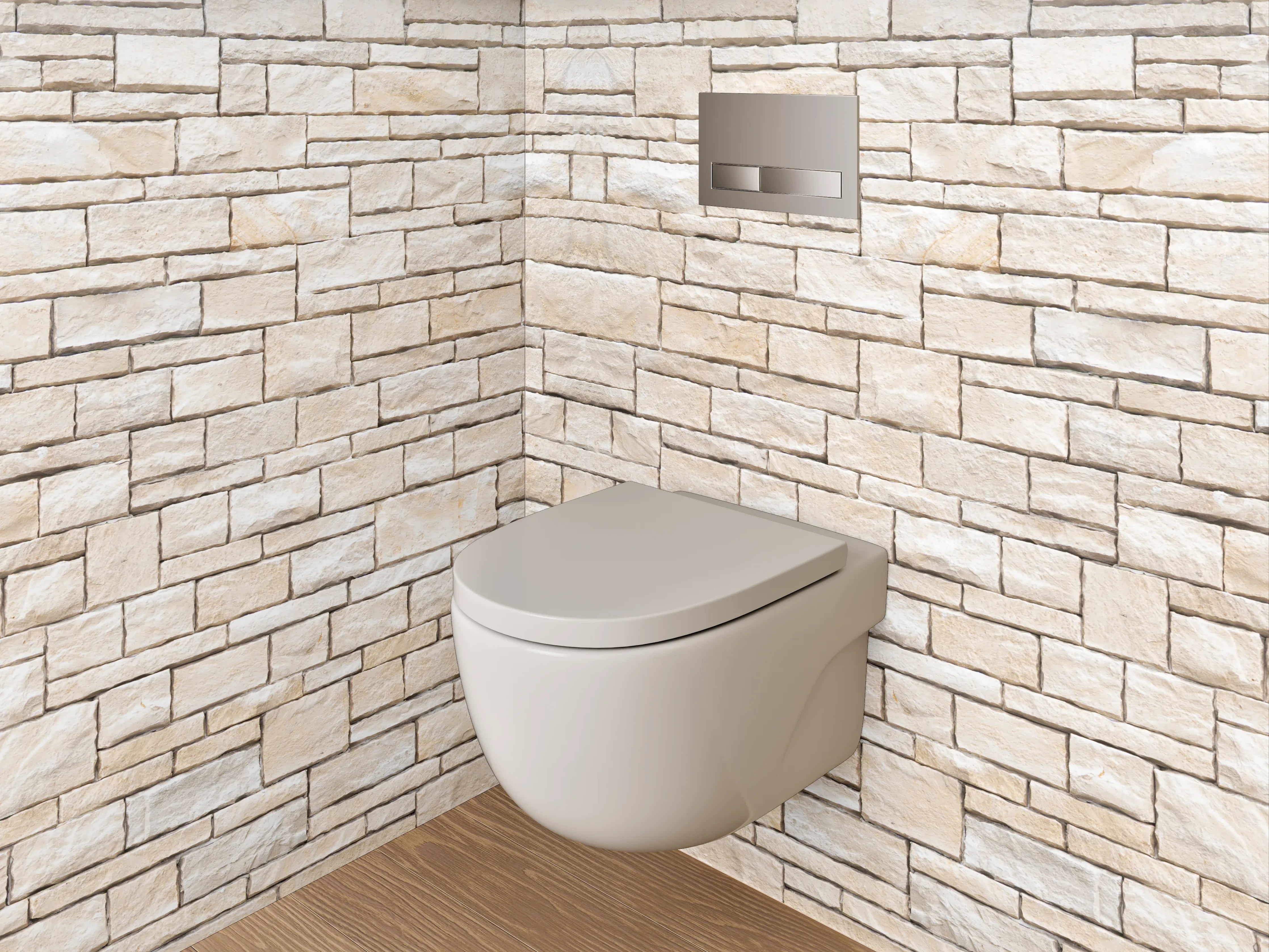 WC-Rückwand - Weiße Steinmaueroptik – Modern & Elegant