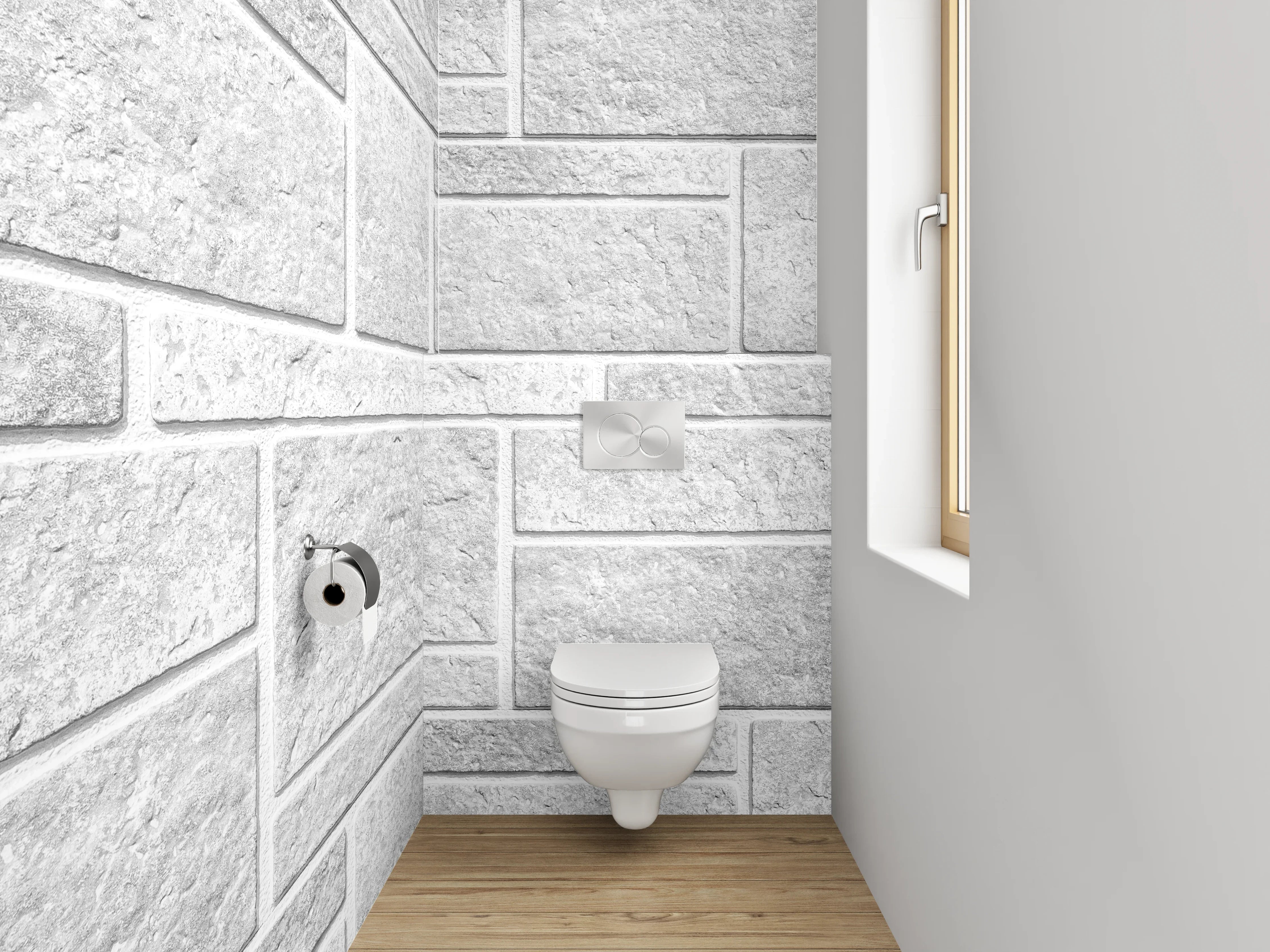 WC-Rückwand - Weiße Steinmuster Fliesenoptik modern