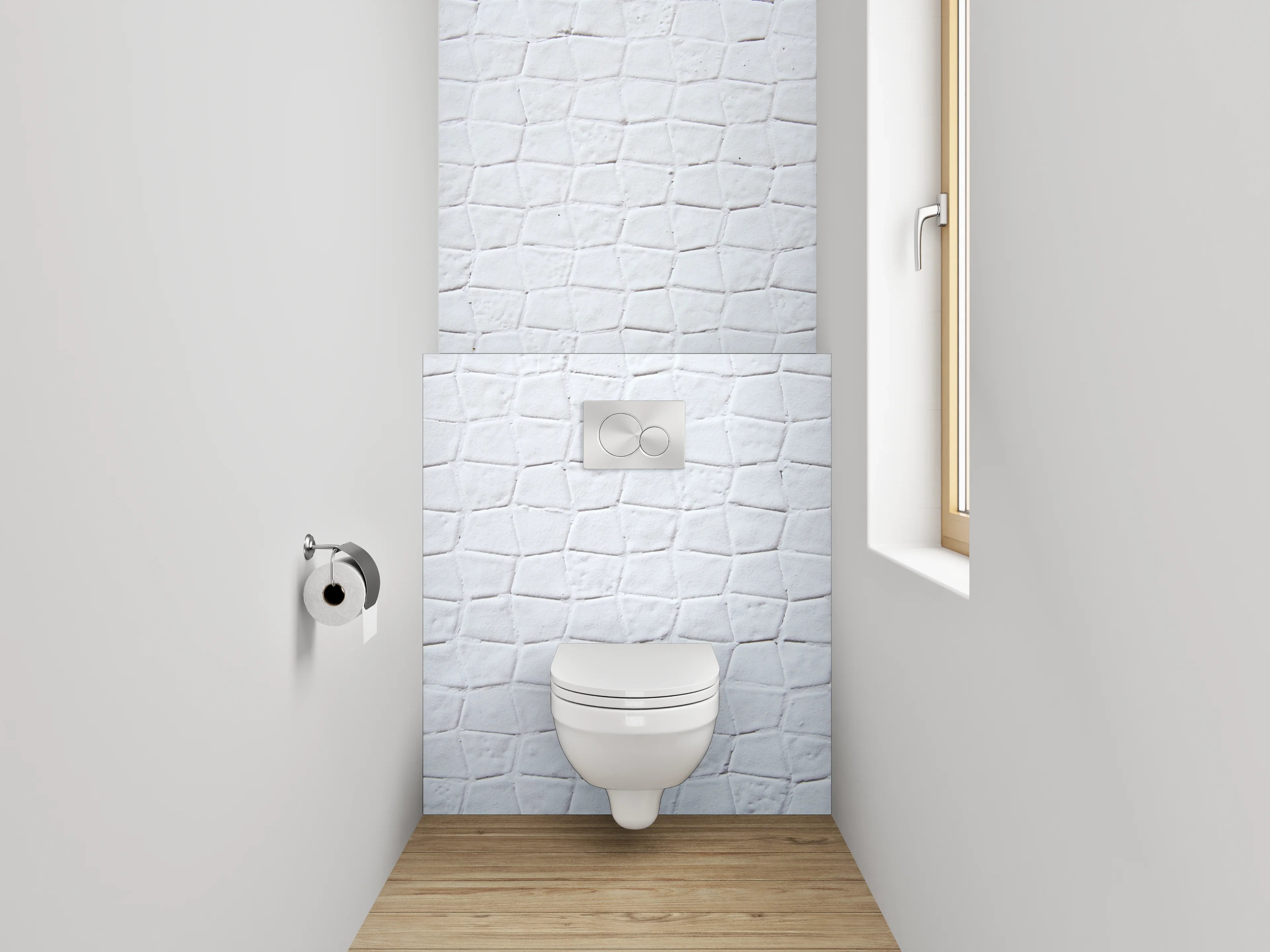 WC-Rückwand - Weiße Steinmuster Fliesenstruktur