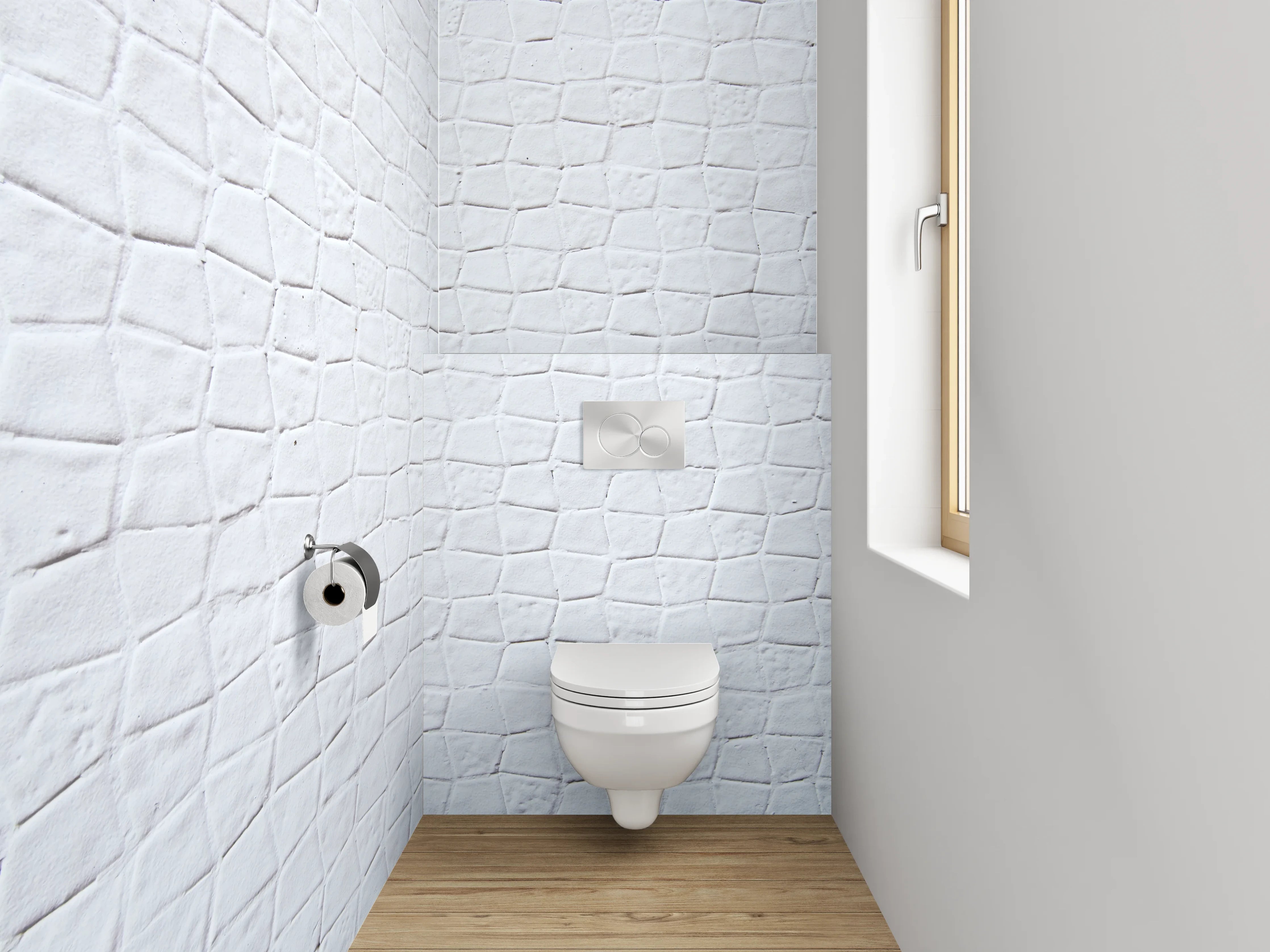 WC-Rückwand - Weiße Steinmuster Fliesenstruktur
