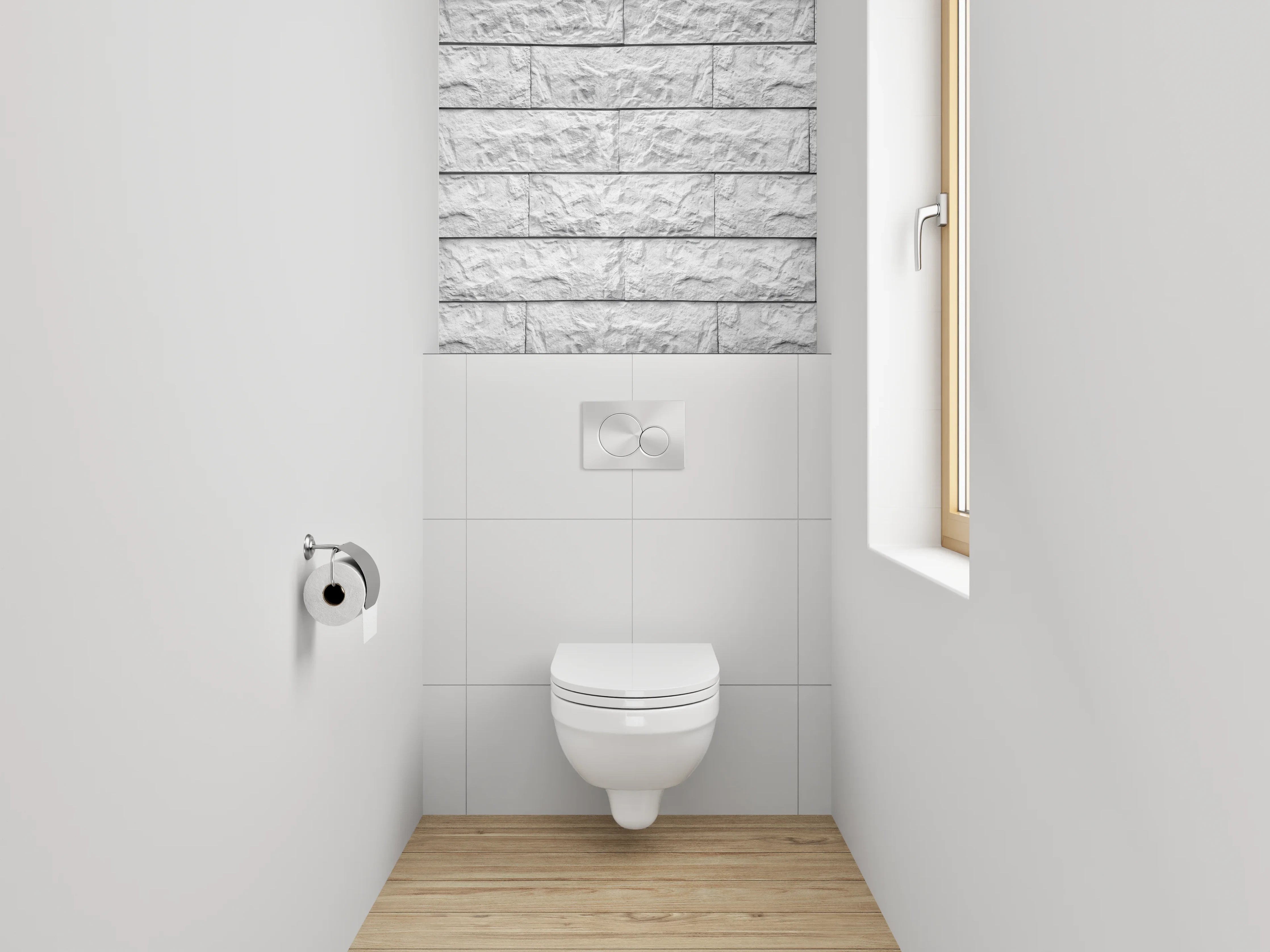WC-Rückwand - Weiße Steinoptik Struktur Wand