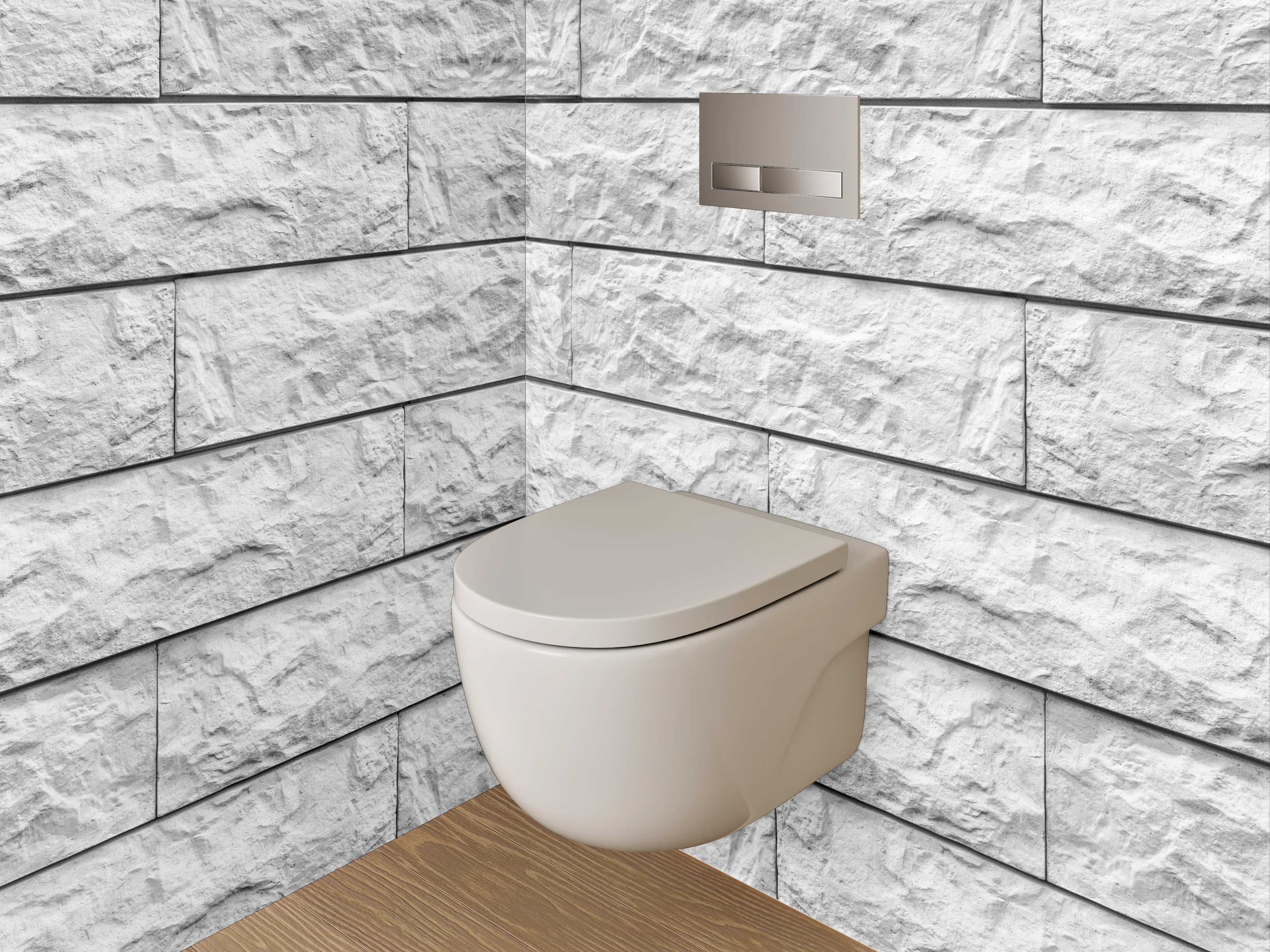 WC-Rückwand - Weiße Steinoptik Struktur Wand