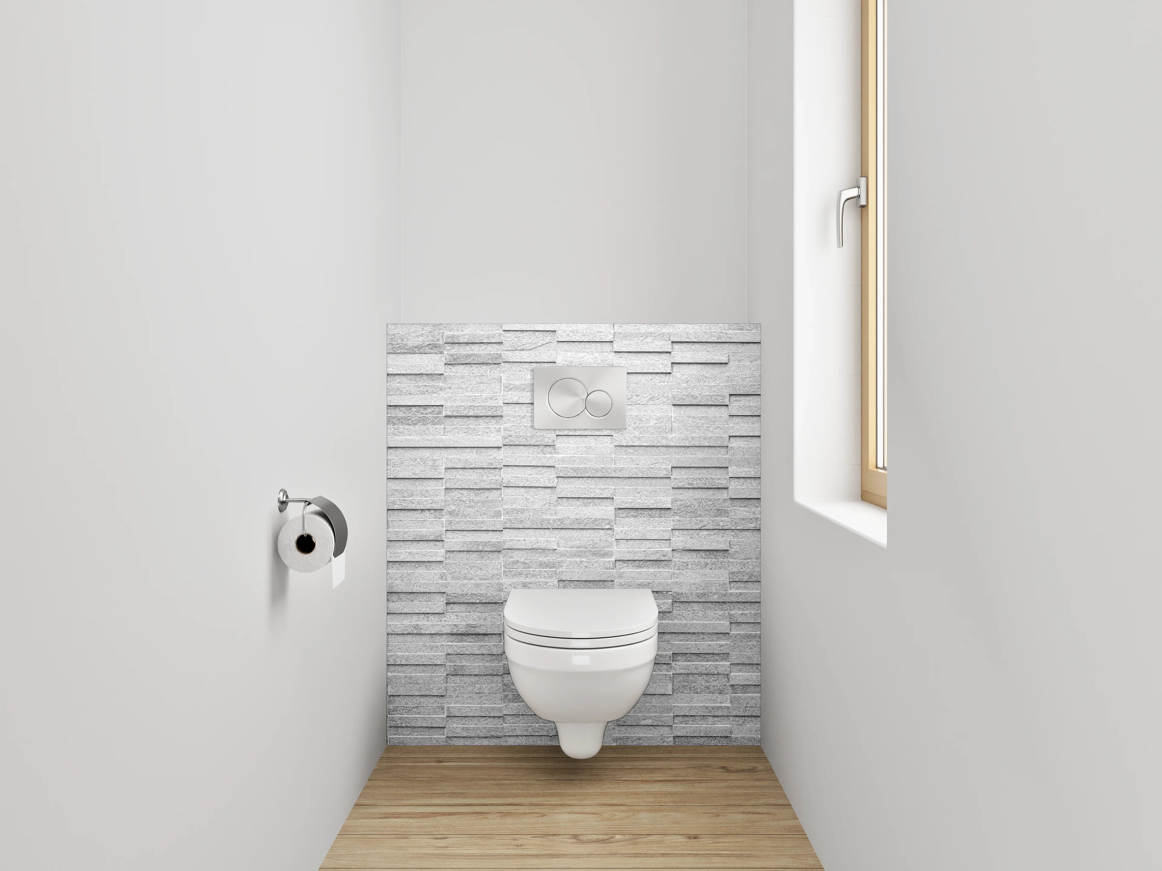 WC-Rückwand - Weiße Steinstruktur Fliesenoptik Wanddekor