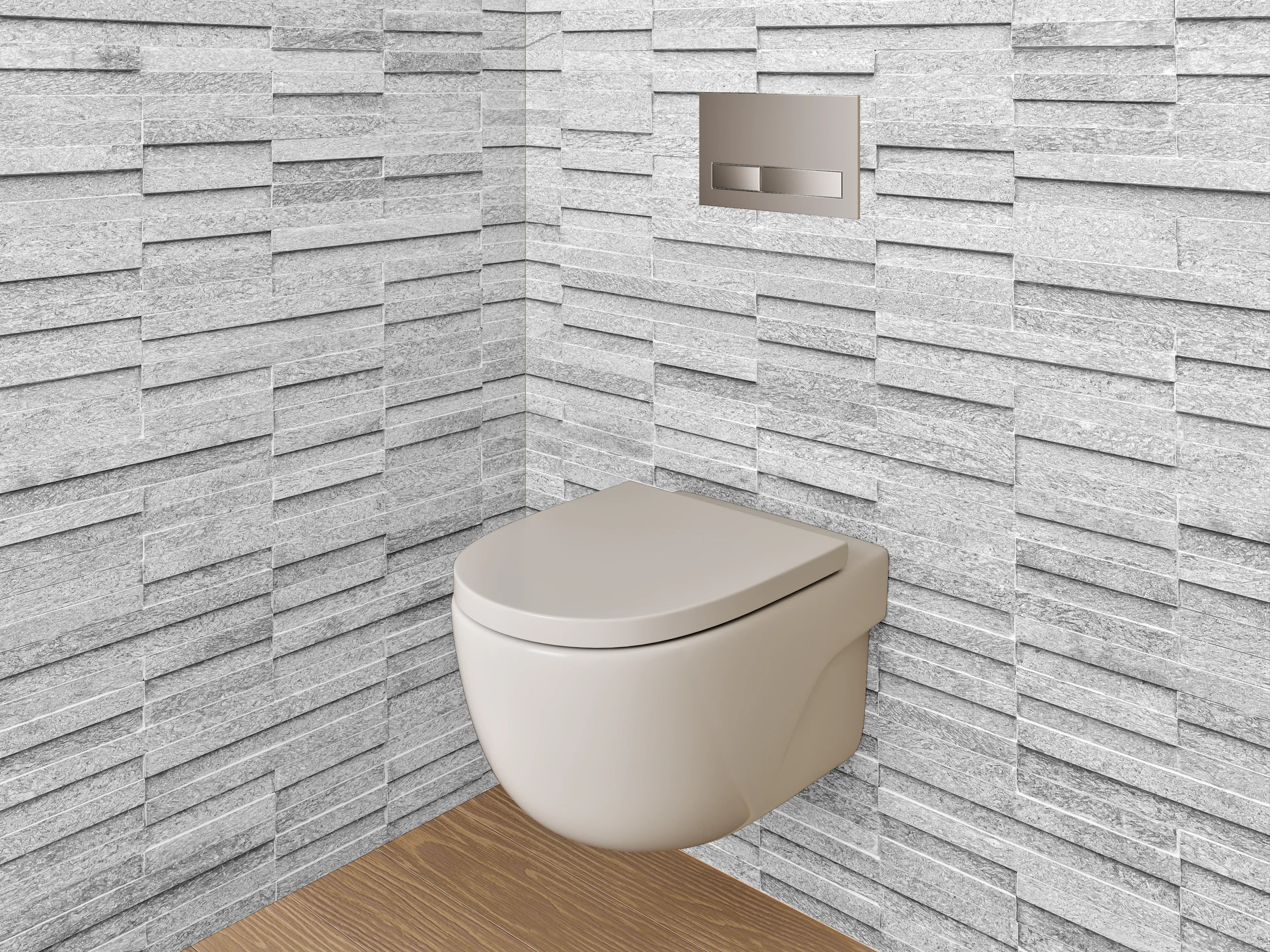 WC-Rückwand - Weiße Steinstruktur Fliesenoptik Wanddekor