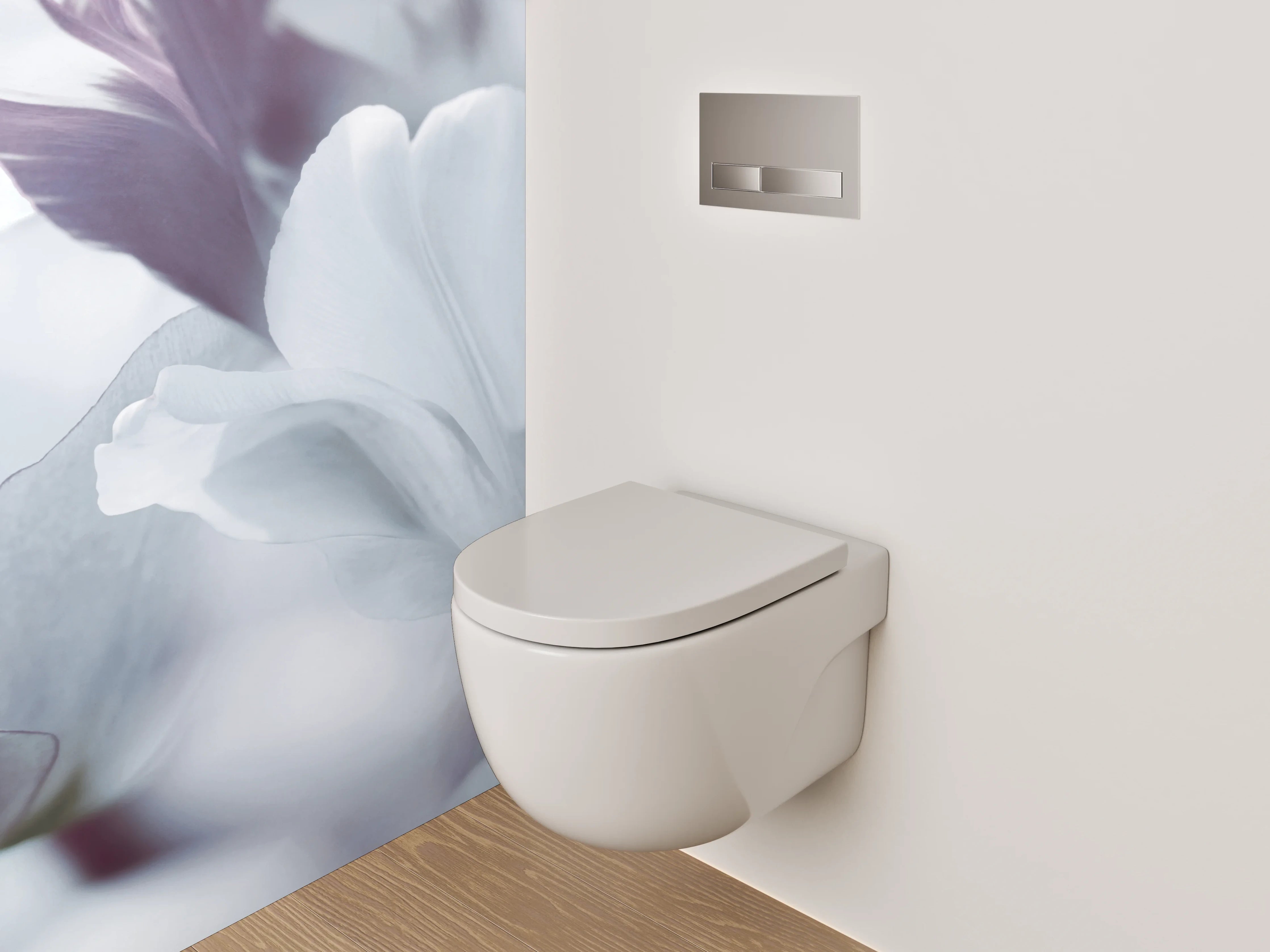 WC-Rückwand - Weiße Tulpenblüte – Zarte Eleganz