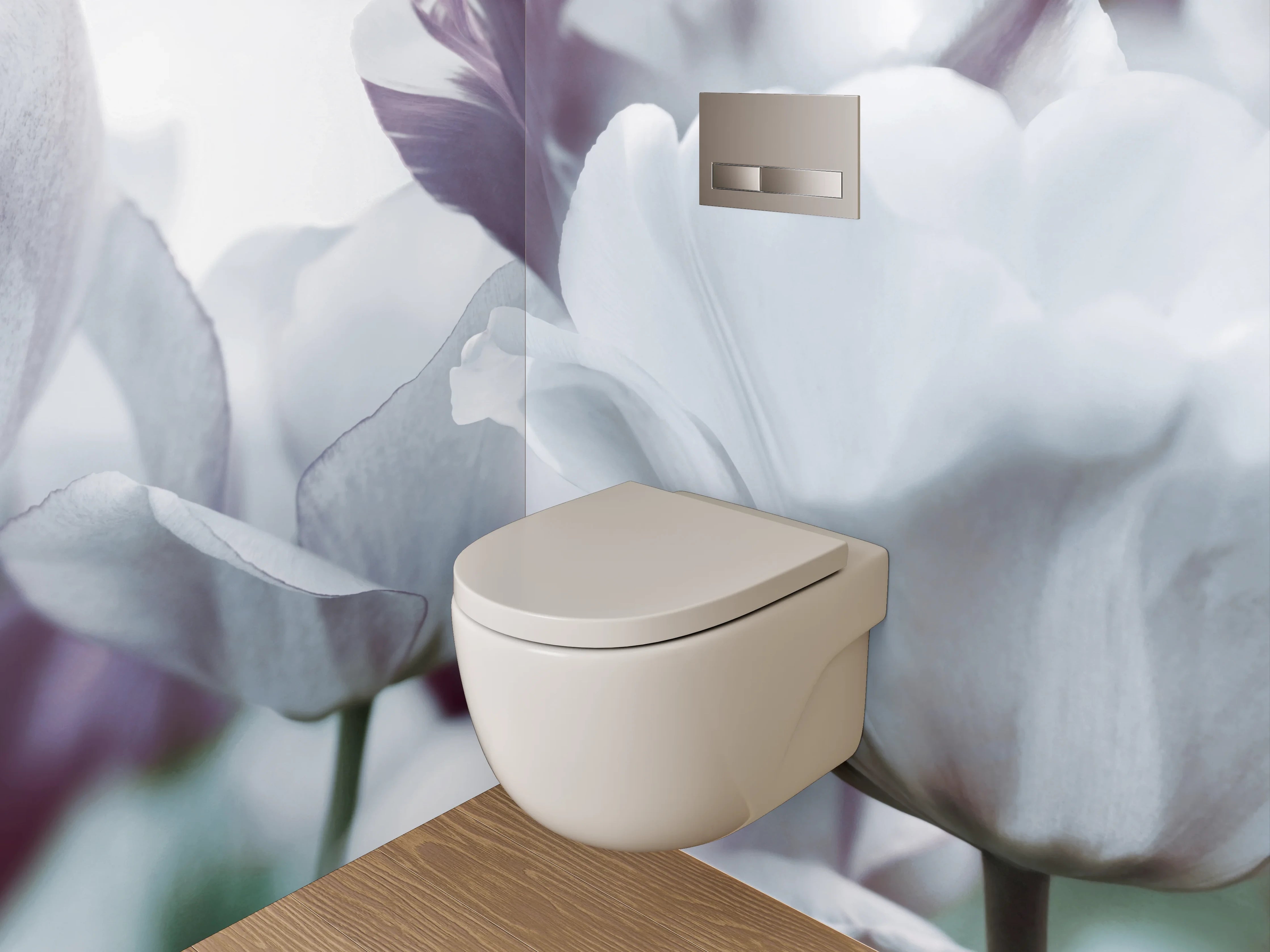 WC-Rückwand - Weiße Tulpenblüte – Zarte Eleganz