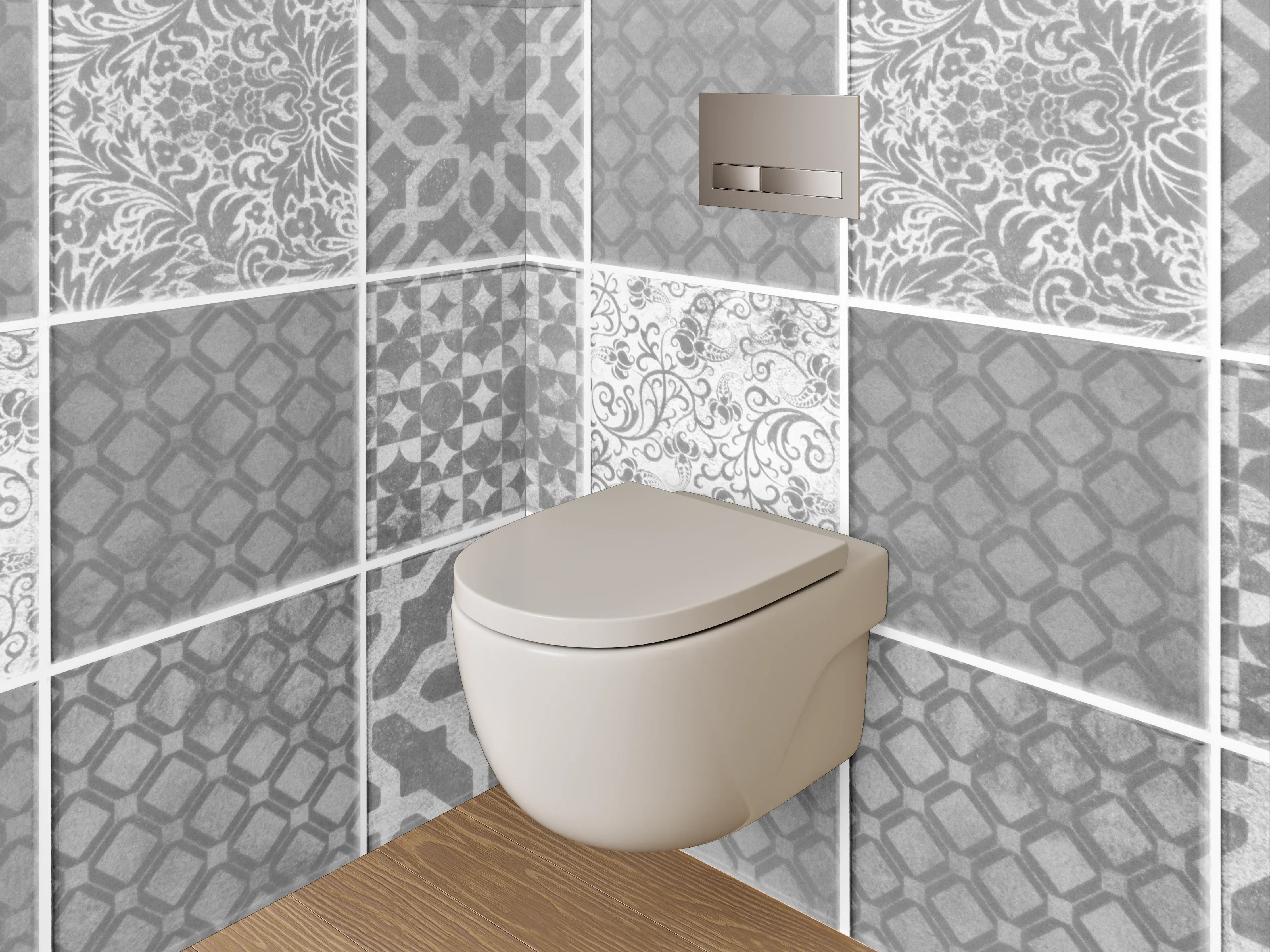 WC-Rückwand - Weiße Vintage Mosaikfliesen Muster