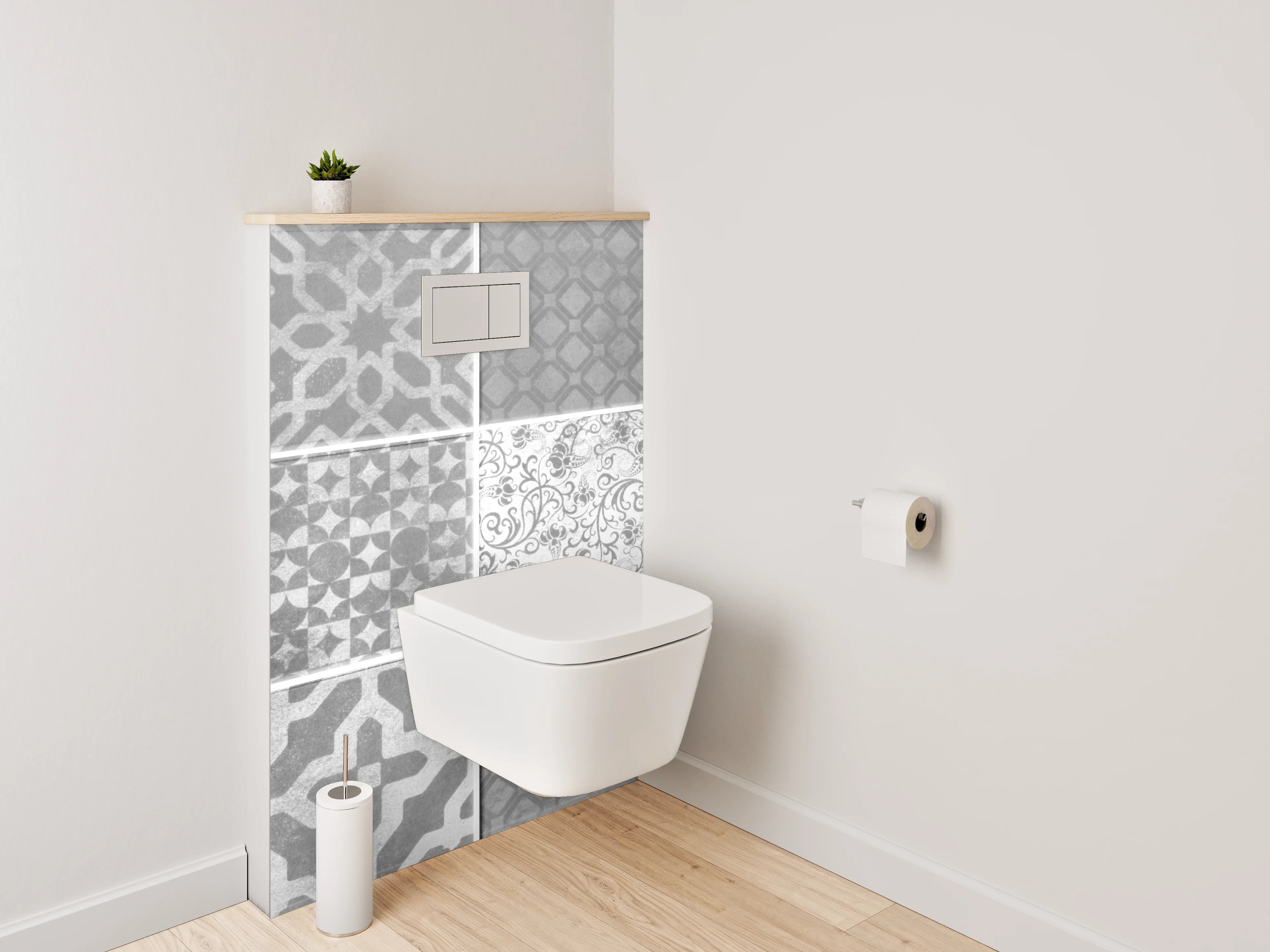 WC-Rückwand - Weiße Vintage Mosaikfliesen Muster