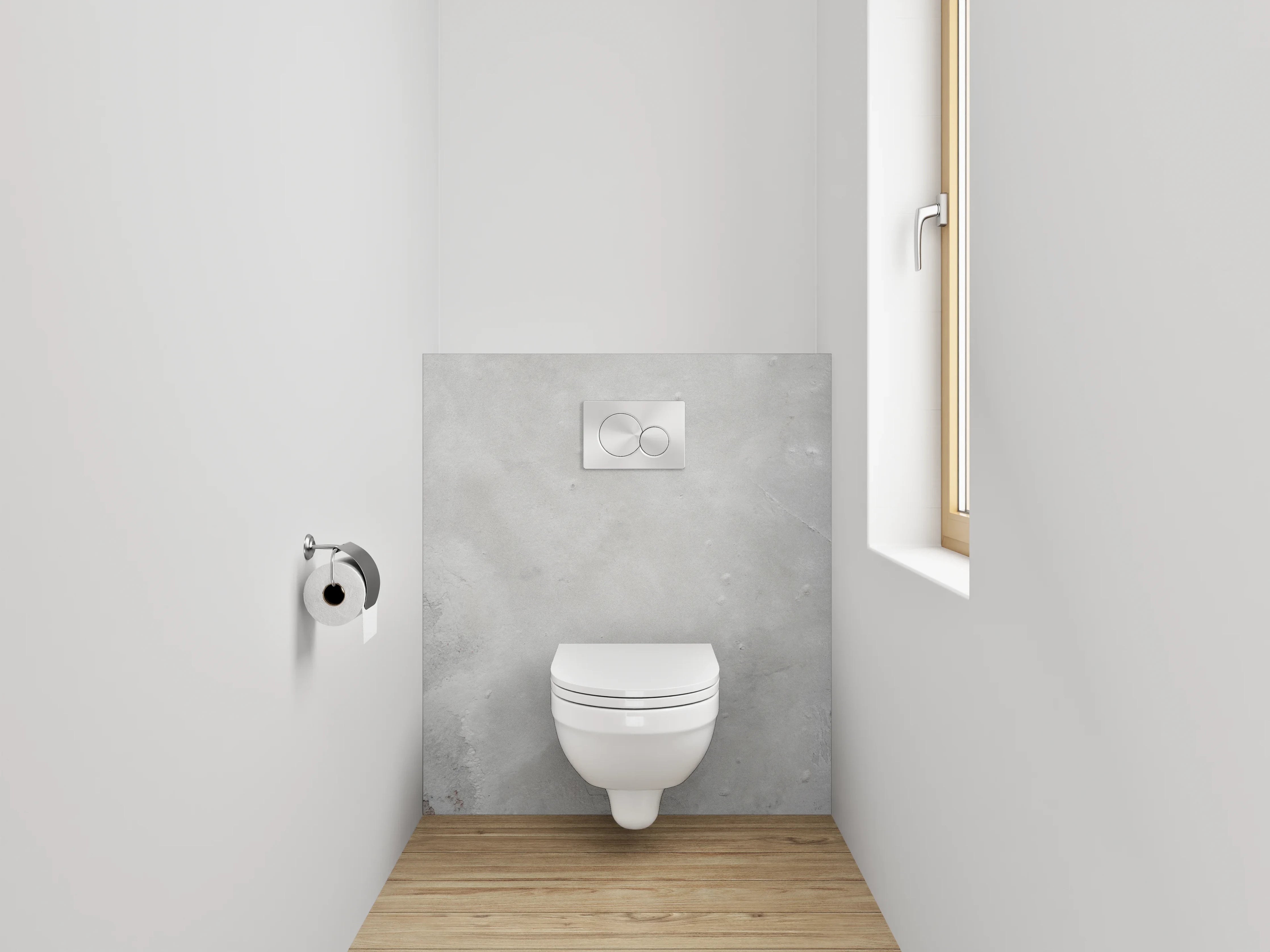 WC-Rückwand - Weiße Wandoptik mit dezenten Grautönen