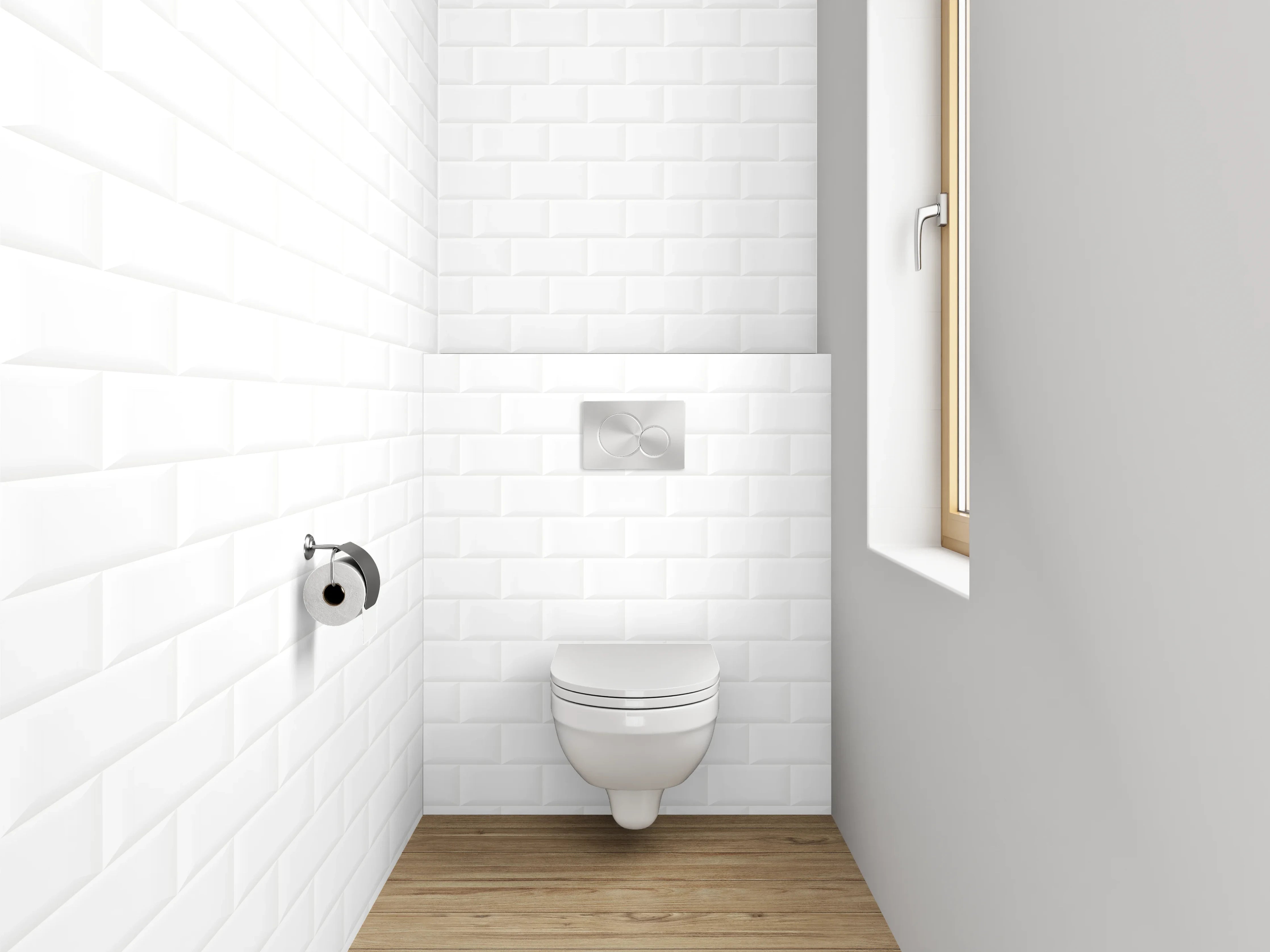 WC-Rückwand - Weiße Ziegel Fliesen Muster