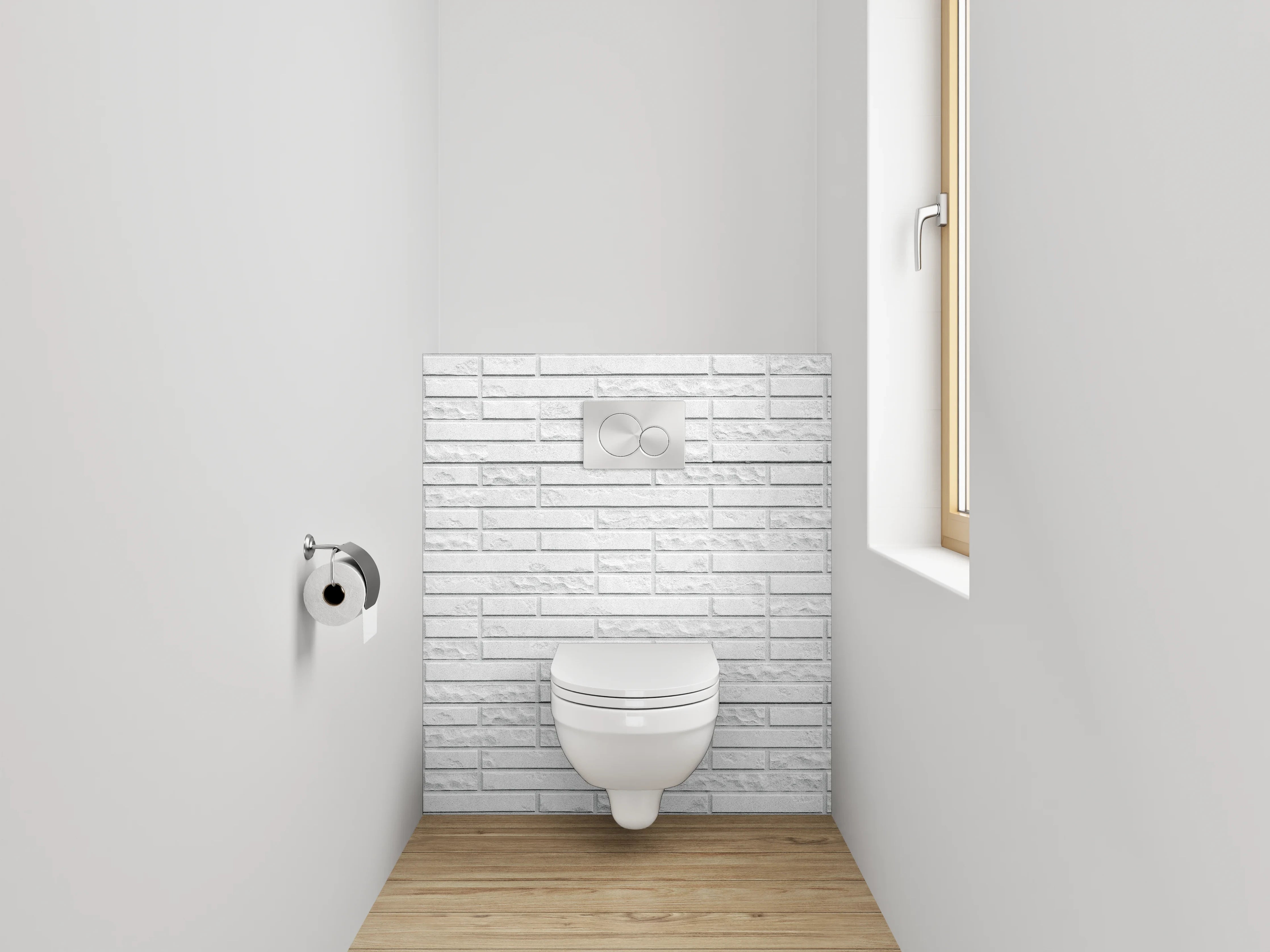 WC-Rückwand - Weiße Ziegelmauer mit Textur