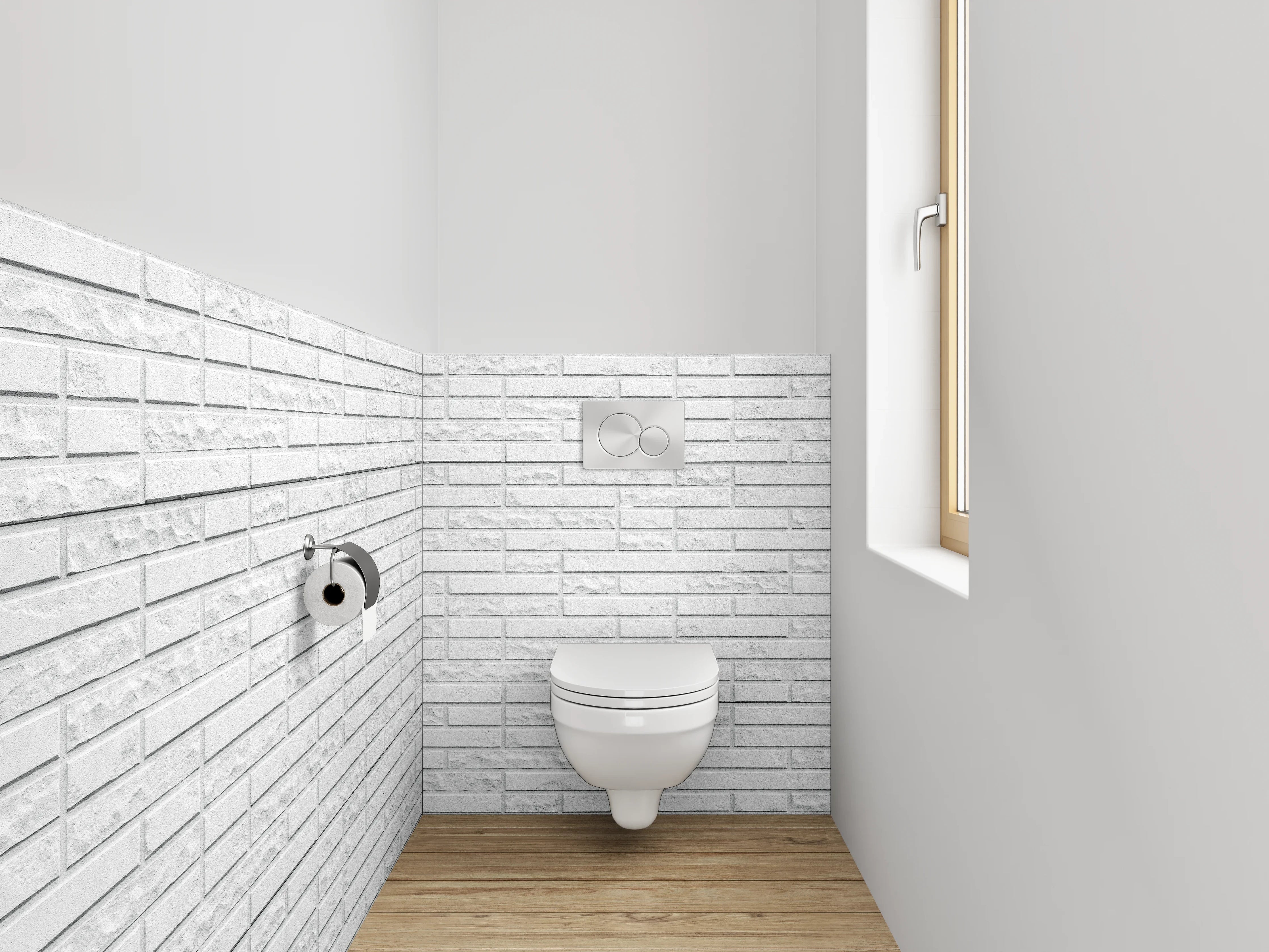 WC-Rückwand - Weiße Ziegelmauer mit Textur