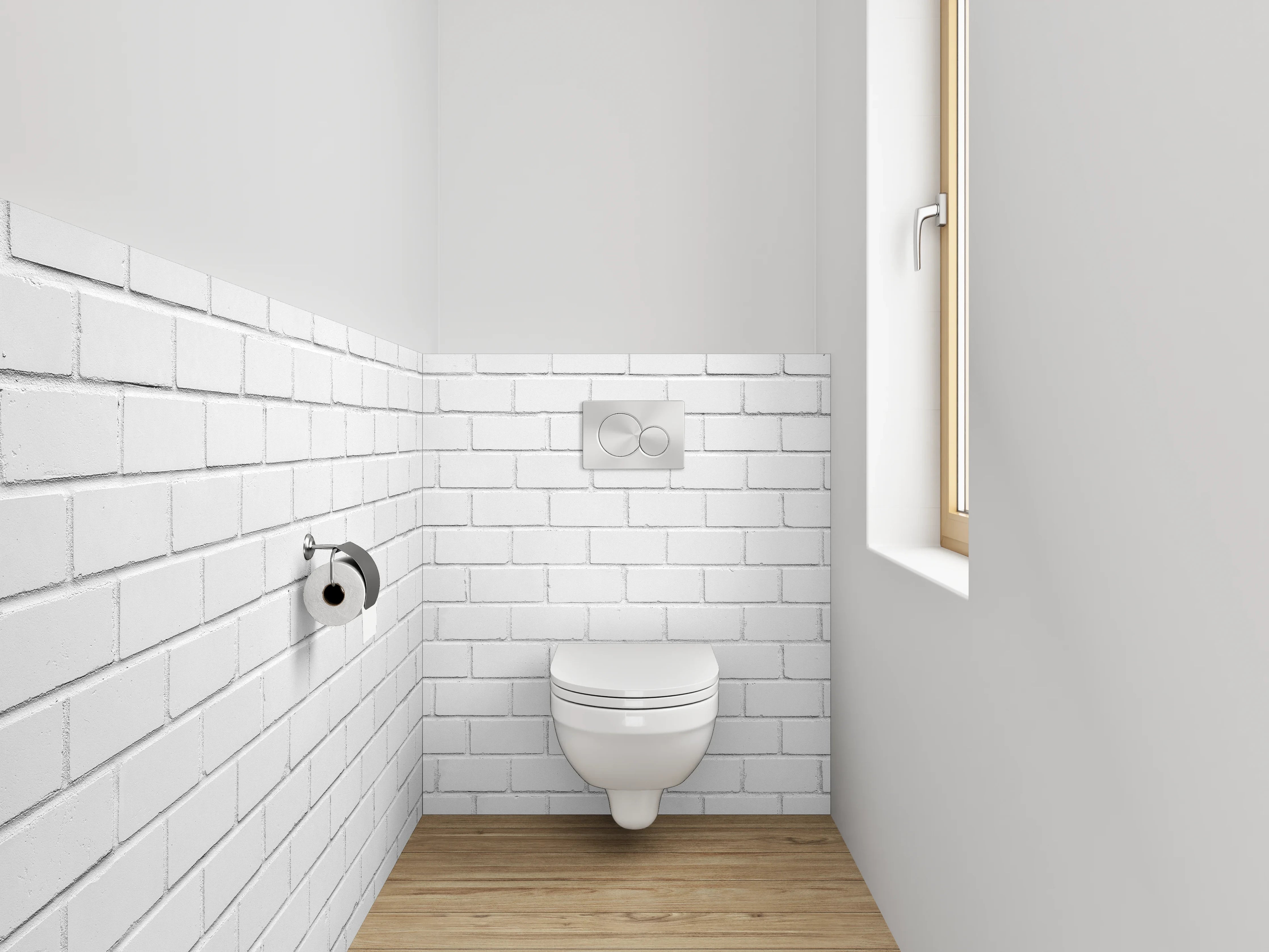 WC-Rückwand - Weiße Ziegelwand Struktur modern