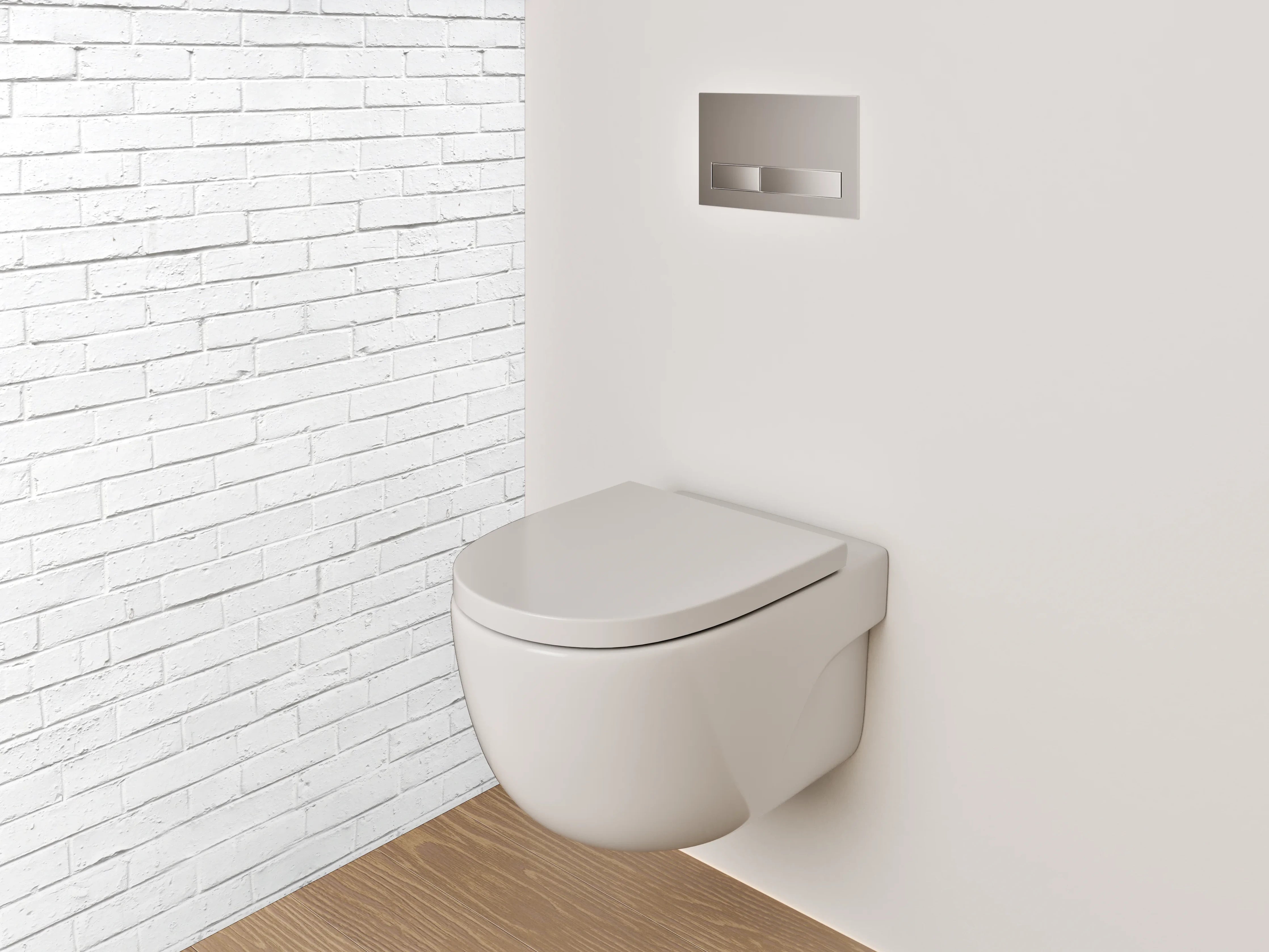WC-Rückwand - Weiße Ziegelwand – minimalistisches Design