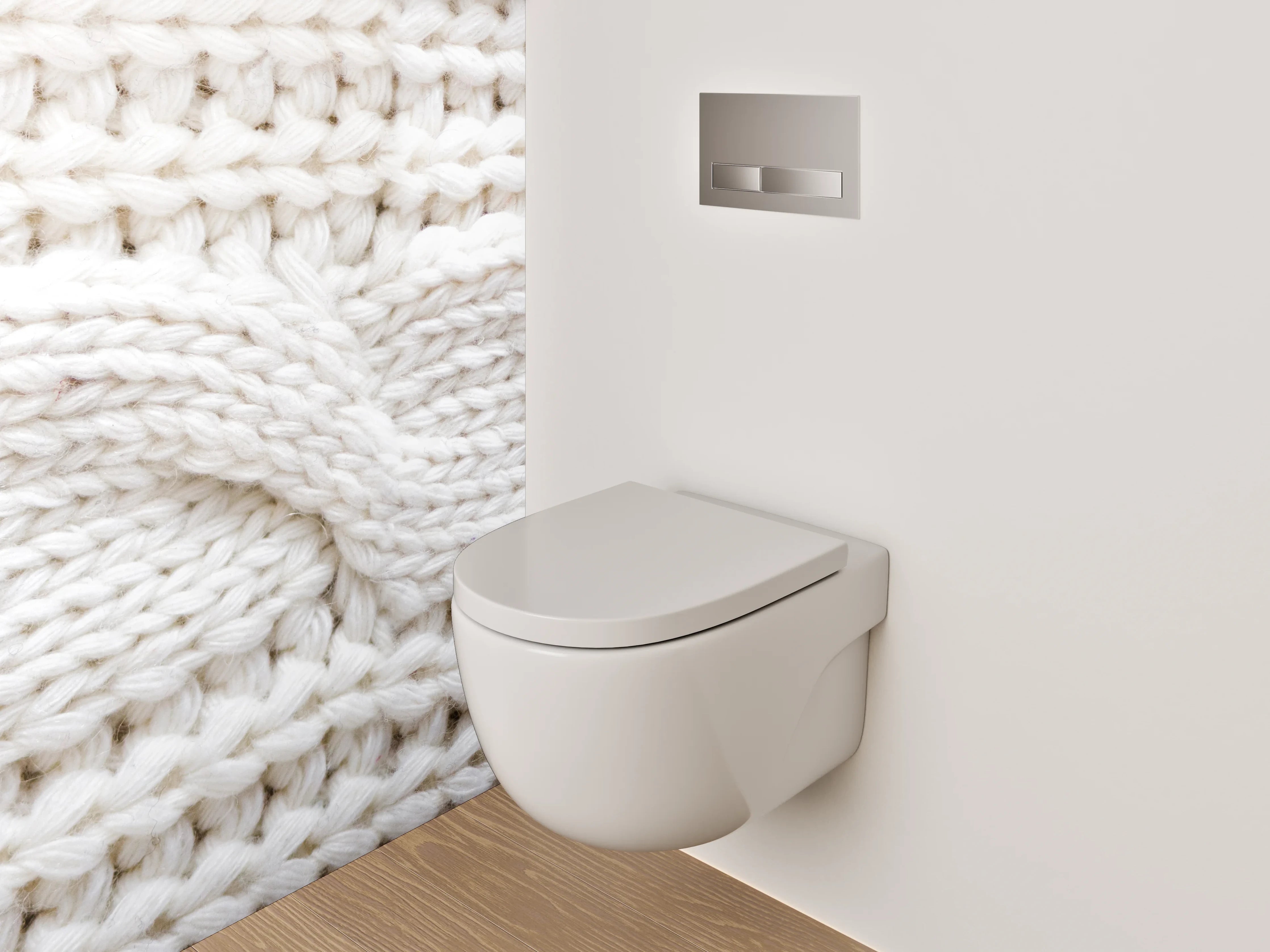 WC-Rückwand - Weiße Zopfmuster-Strickoptik für Badezimmer