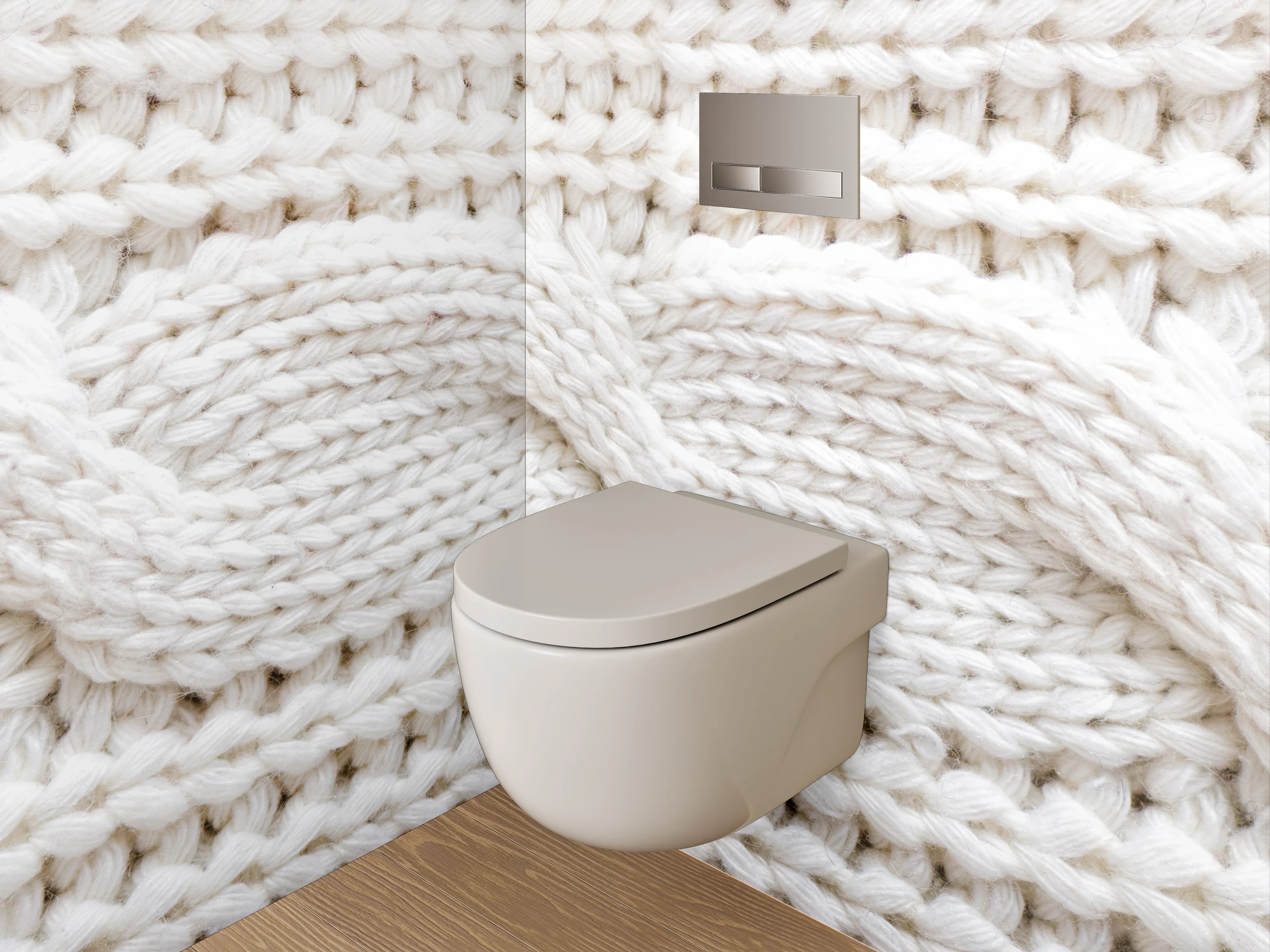 WC-Rückwand - Weiße Zopfmuster-Strickoptik für Badezimmer