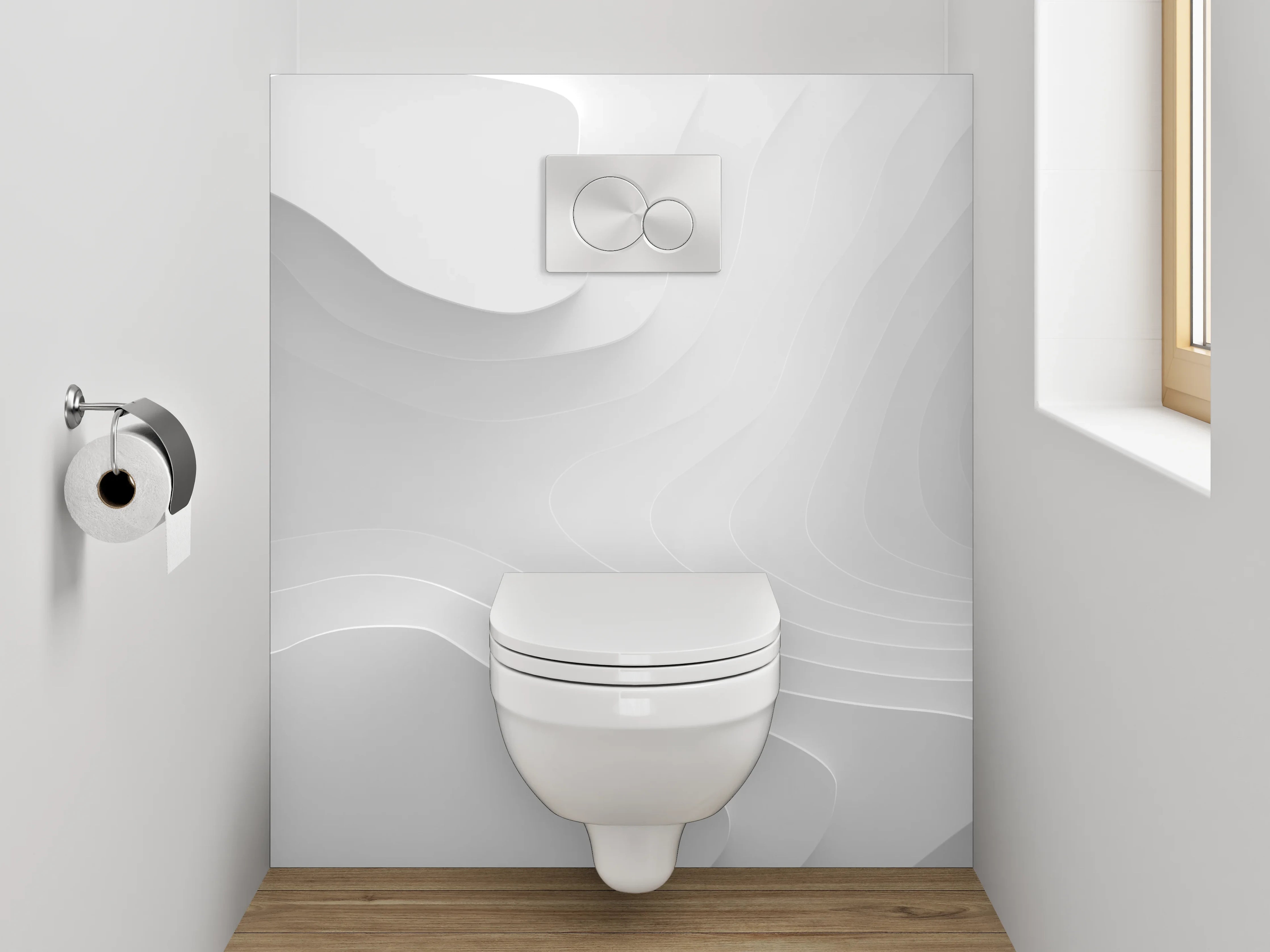 WC-Rückwand - Weiße abstrakte 3D-Struktur Wandbild