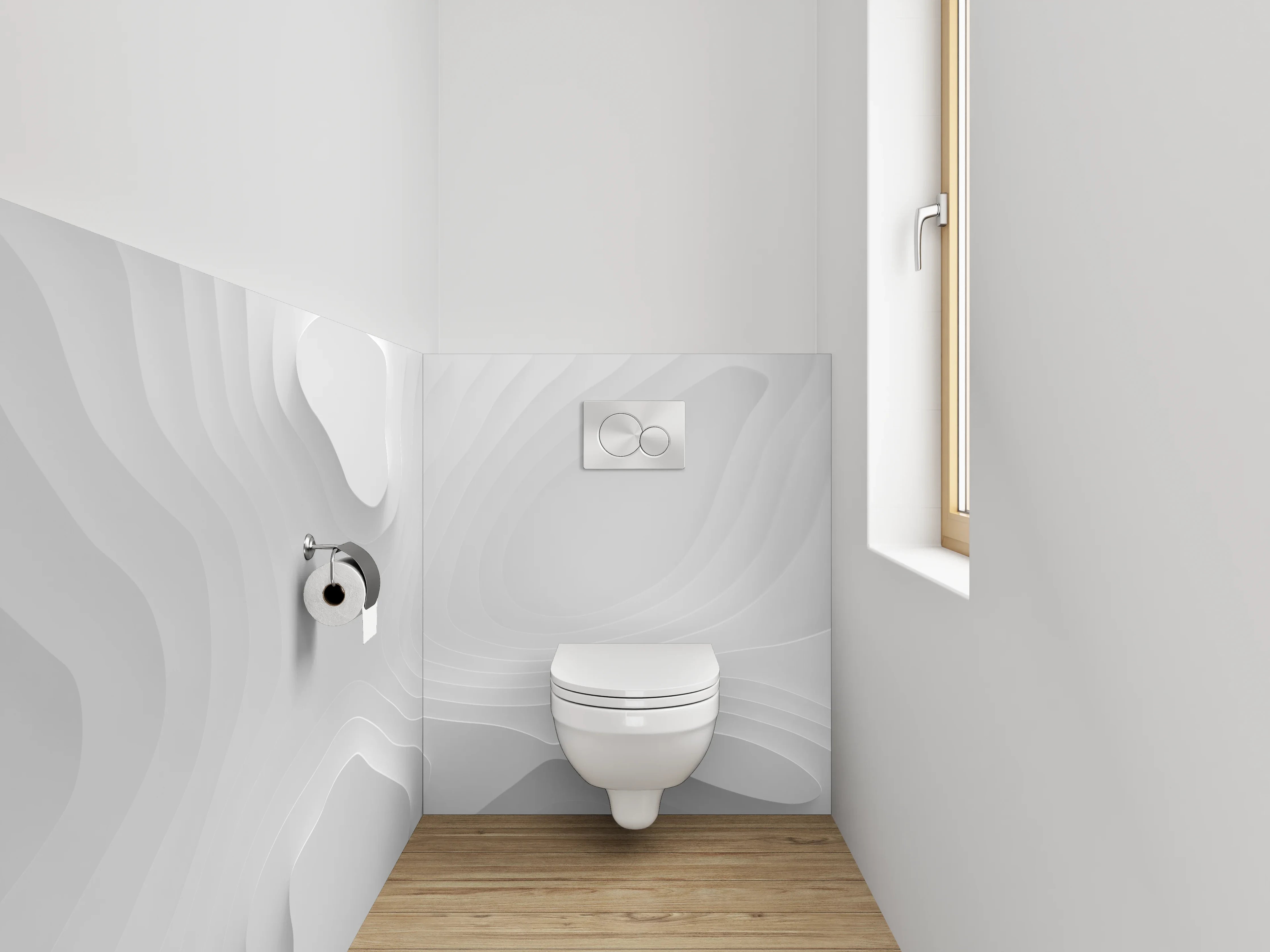 WC-Rückwand - Weiße abstrakte 3D-Struktur Wandbild