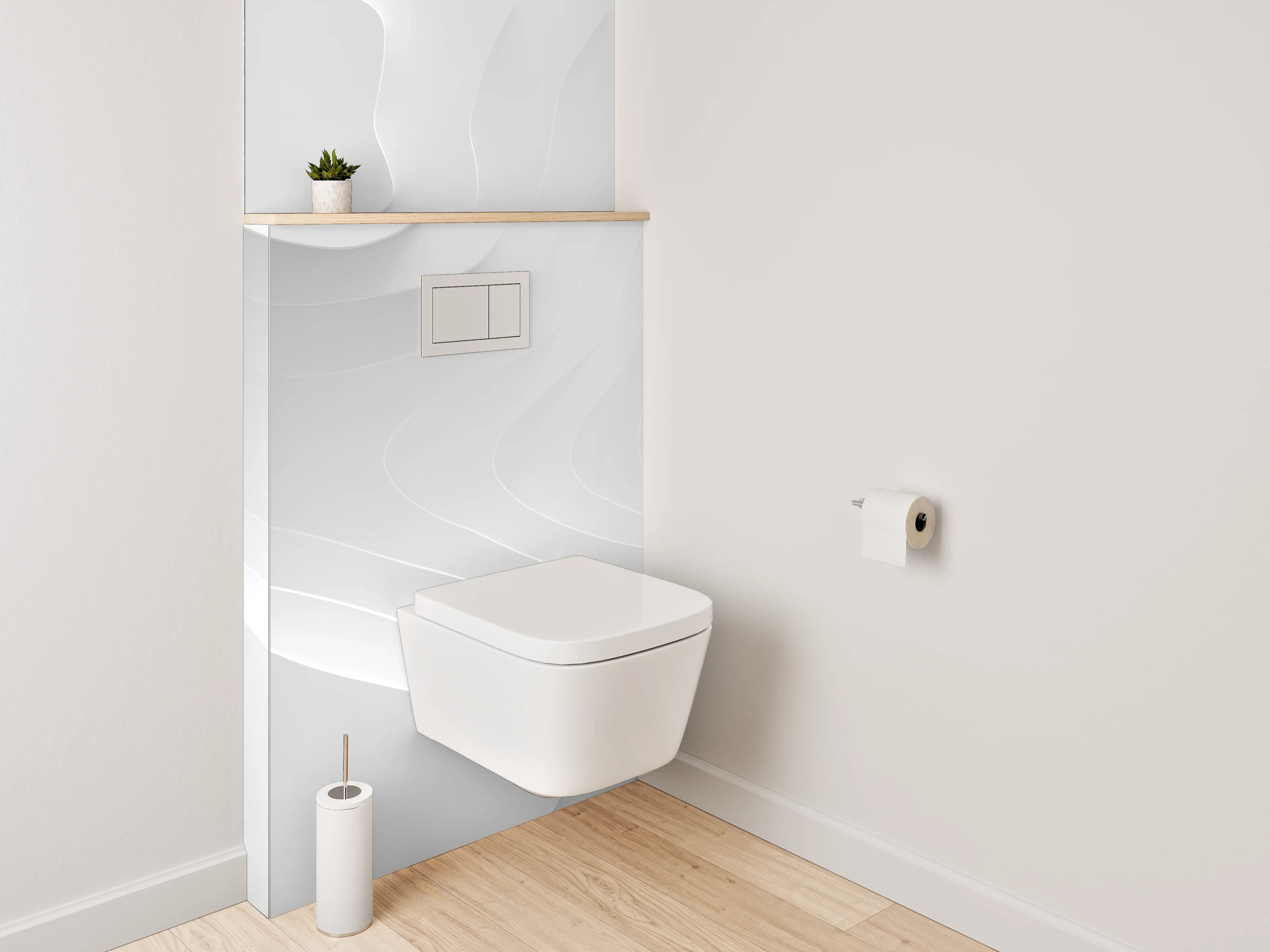 WC-Rückwand - Weiße abstrakte 3D-Struktur Wandbild