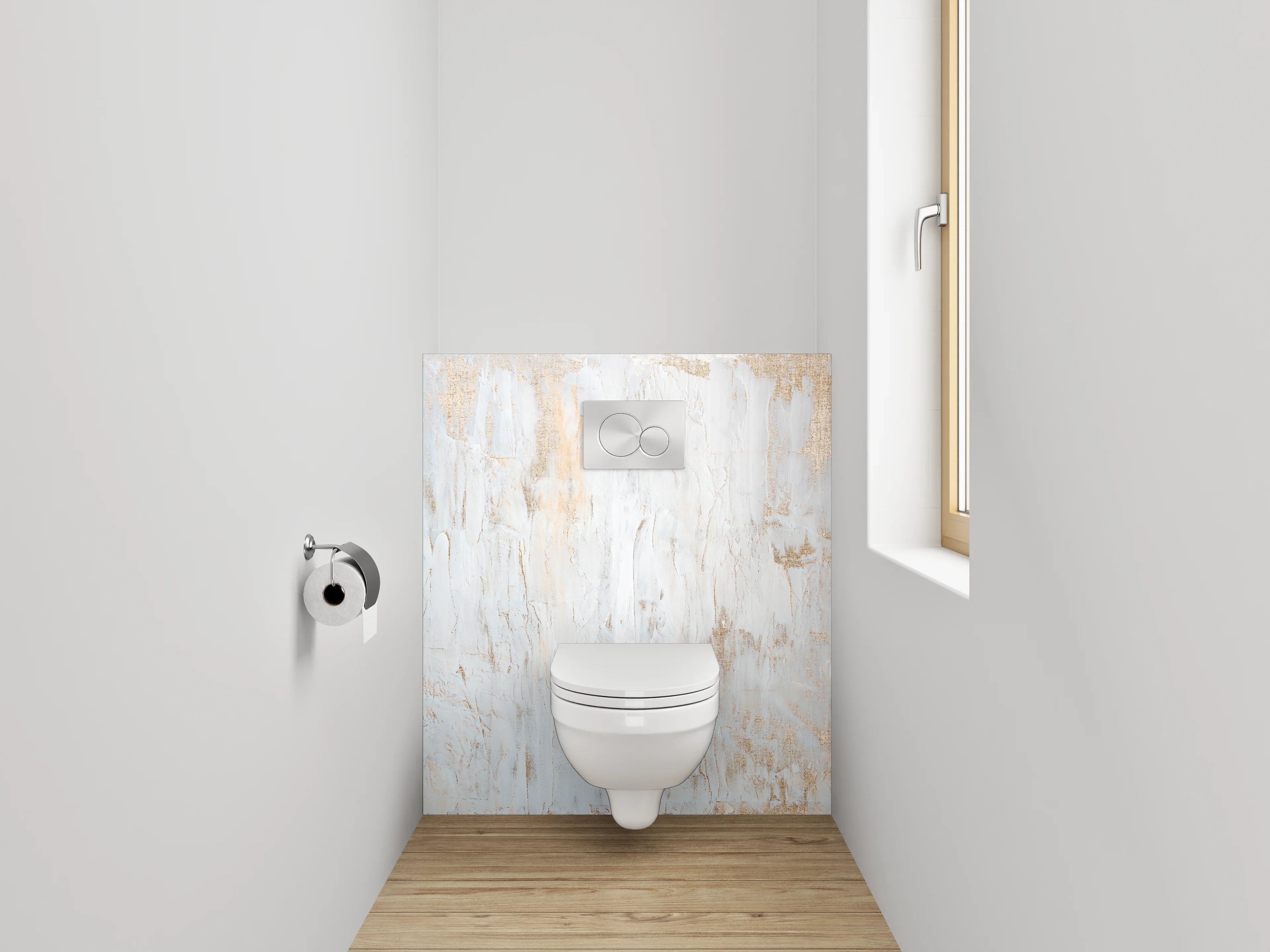 WC-Rückwand - Weiße abstrakte Struktur Wandbild