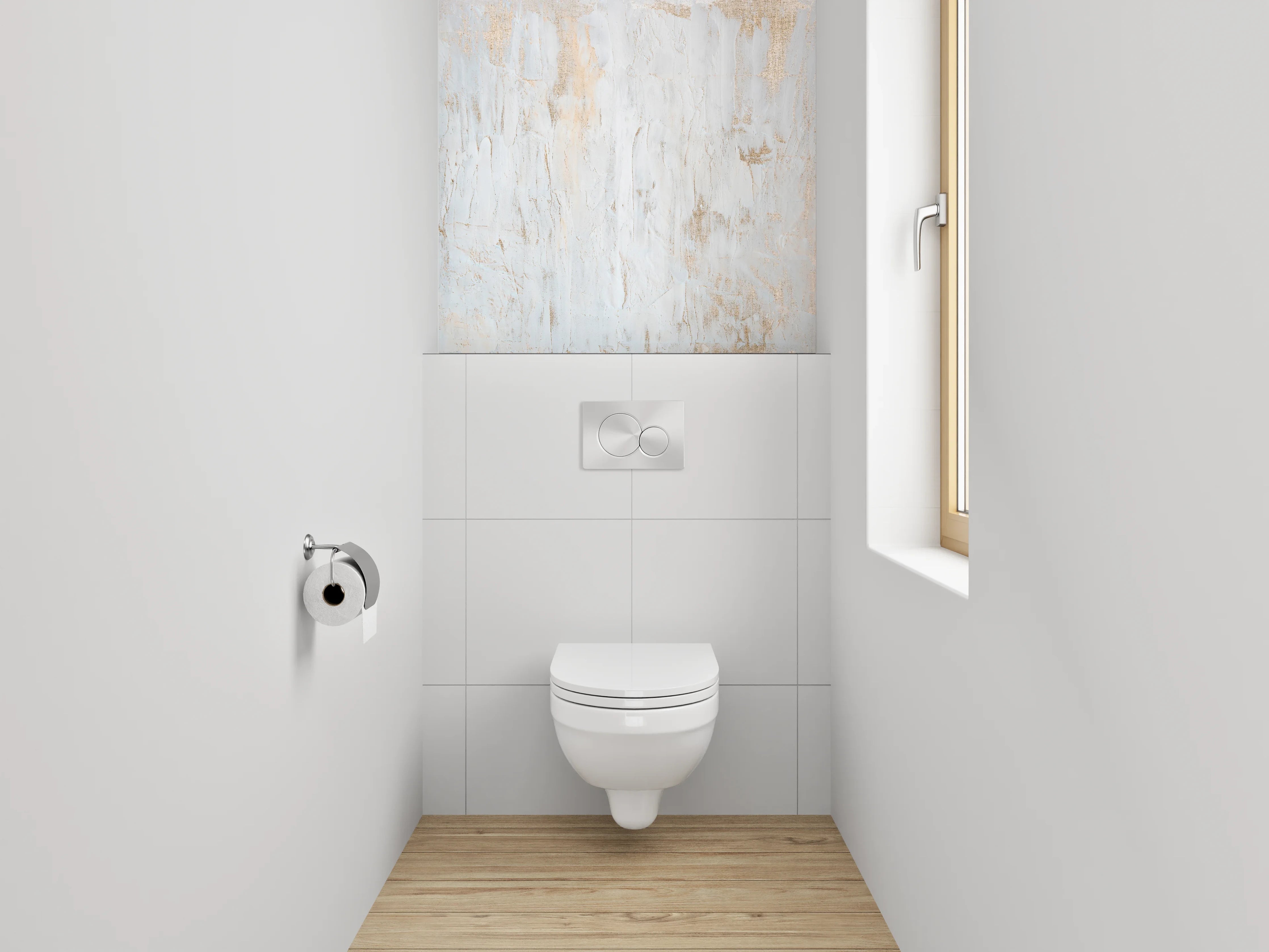 WC-Rückwand - Weiße abstrakte Struktur Wandbild