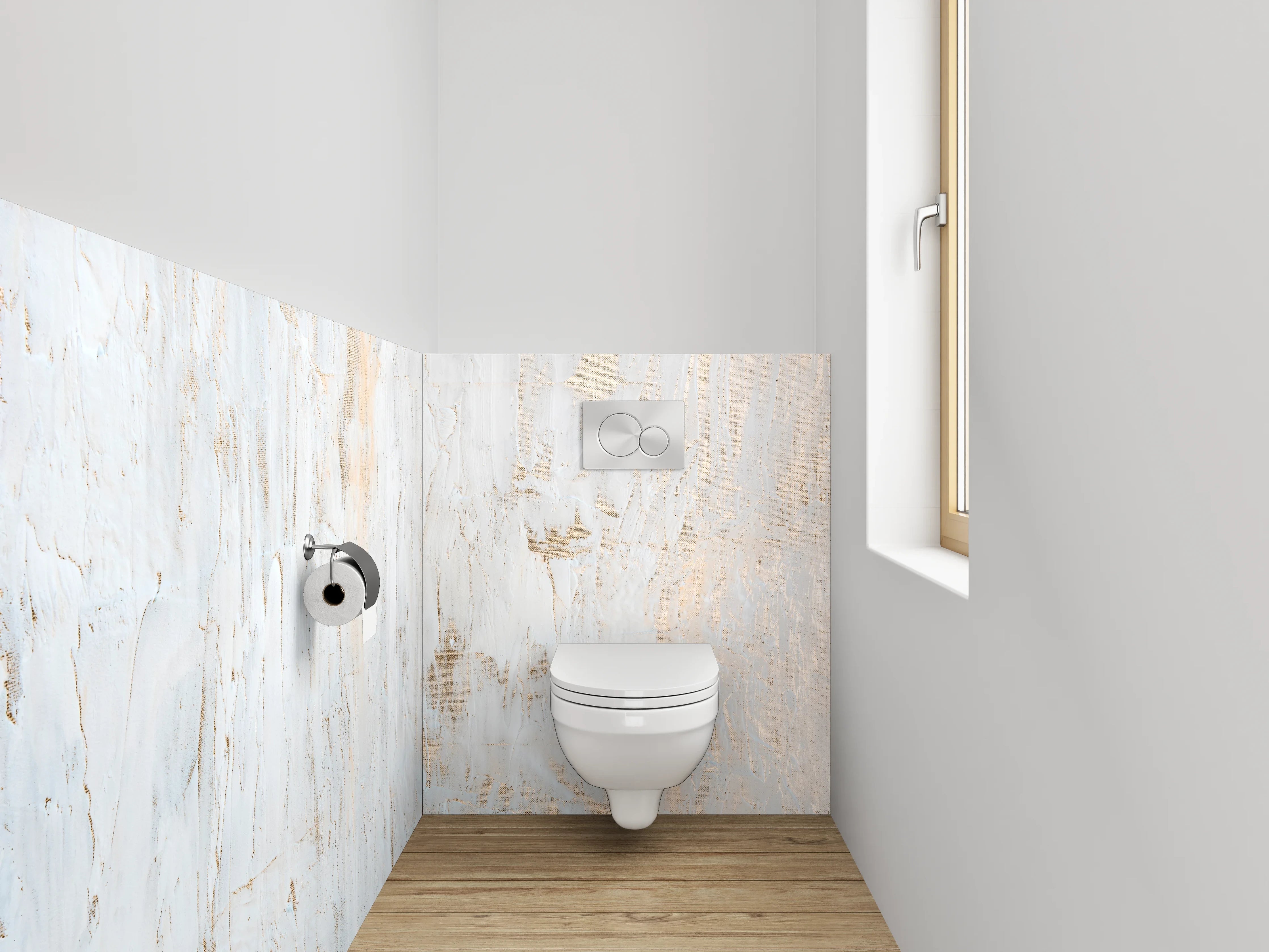 WC-Rückwand - Weiße abstrakte Struktur Wandbild