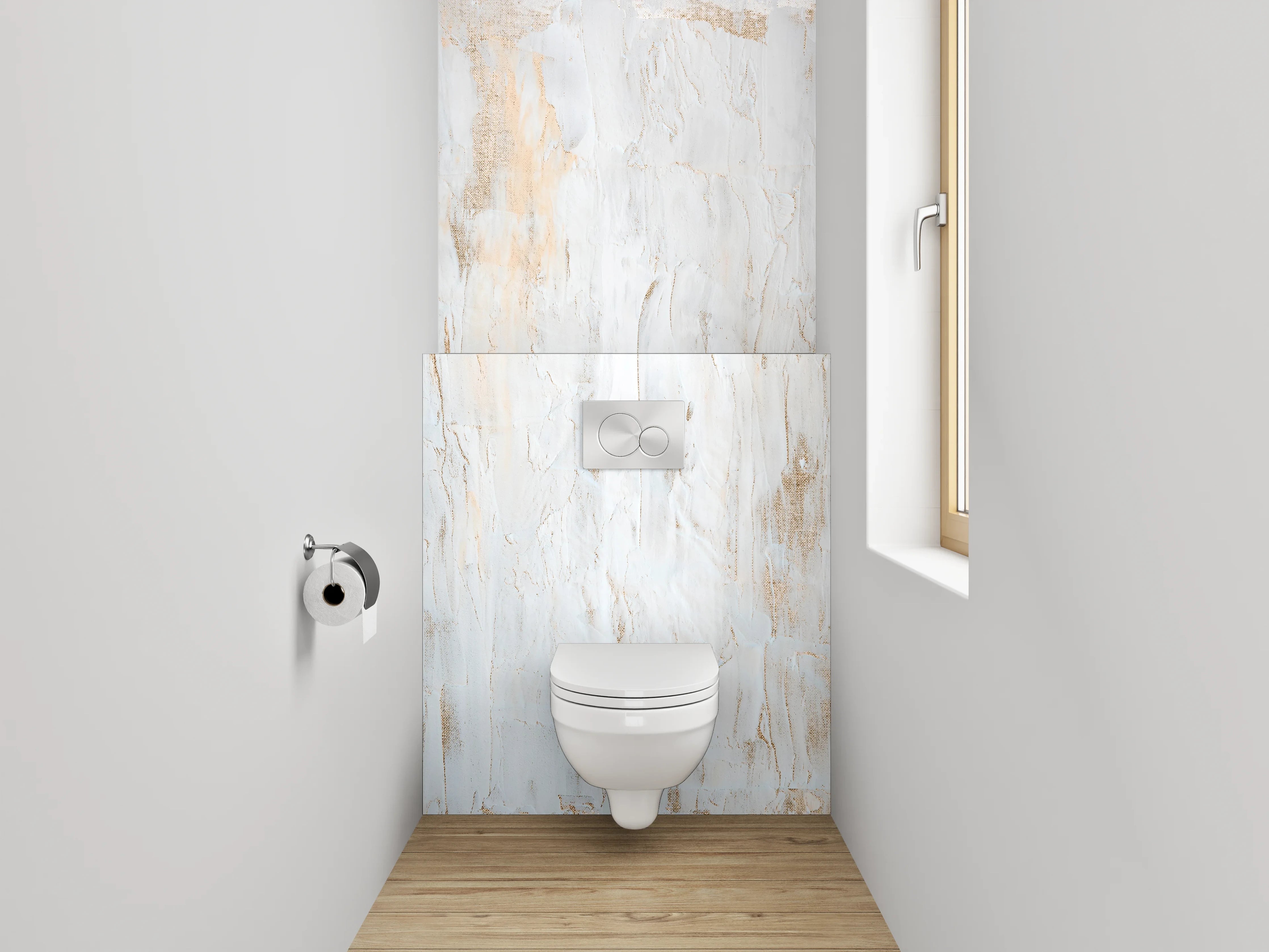 WC-Rückwand - Weiße abstrakte Struktur Wandbild