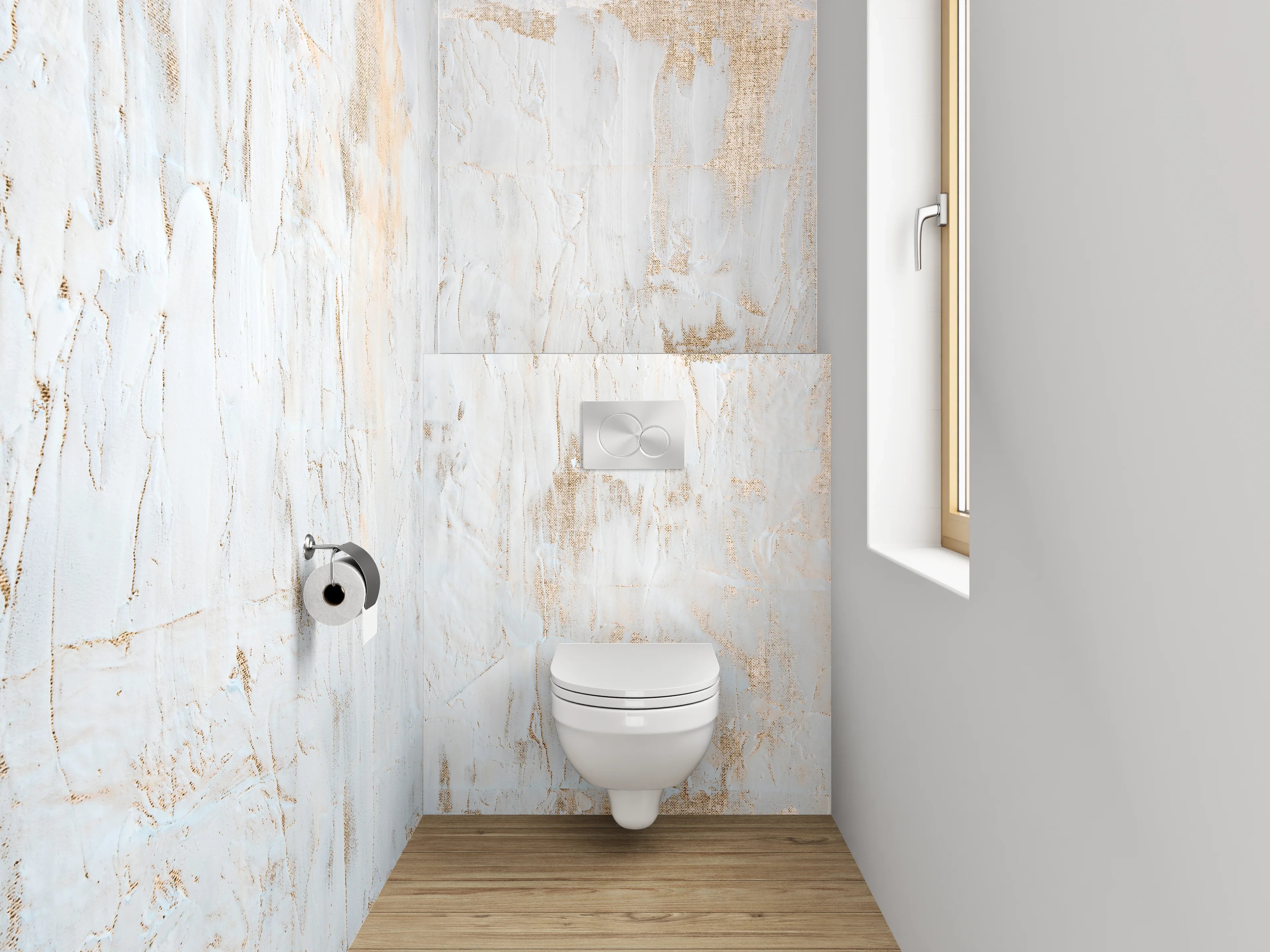 WC-Rückwand - Weiße abstrakte Struktur Wandbild