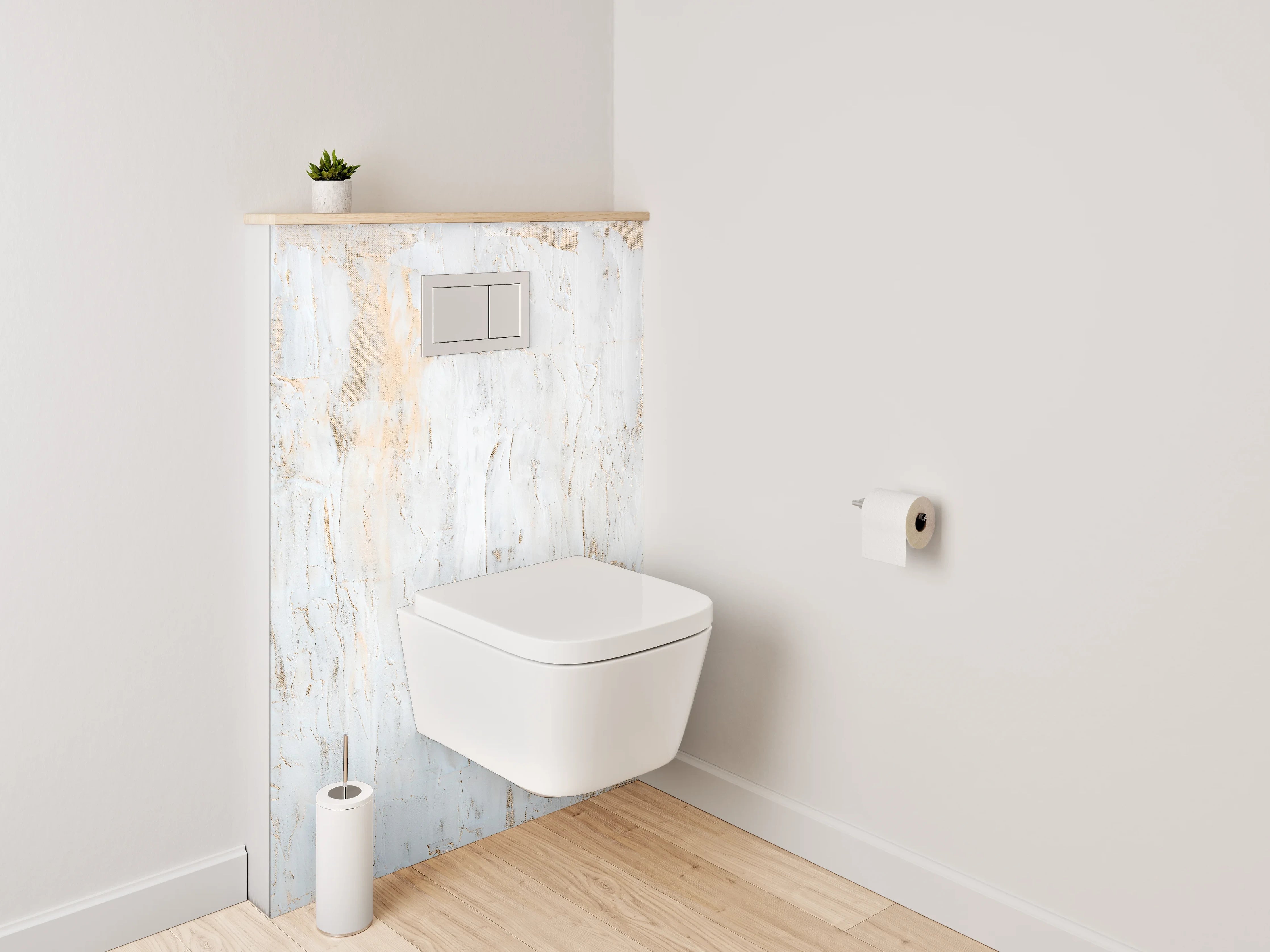 WC-Rückwand - Weiße abstrakte Struktur Wandbild