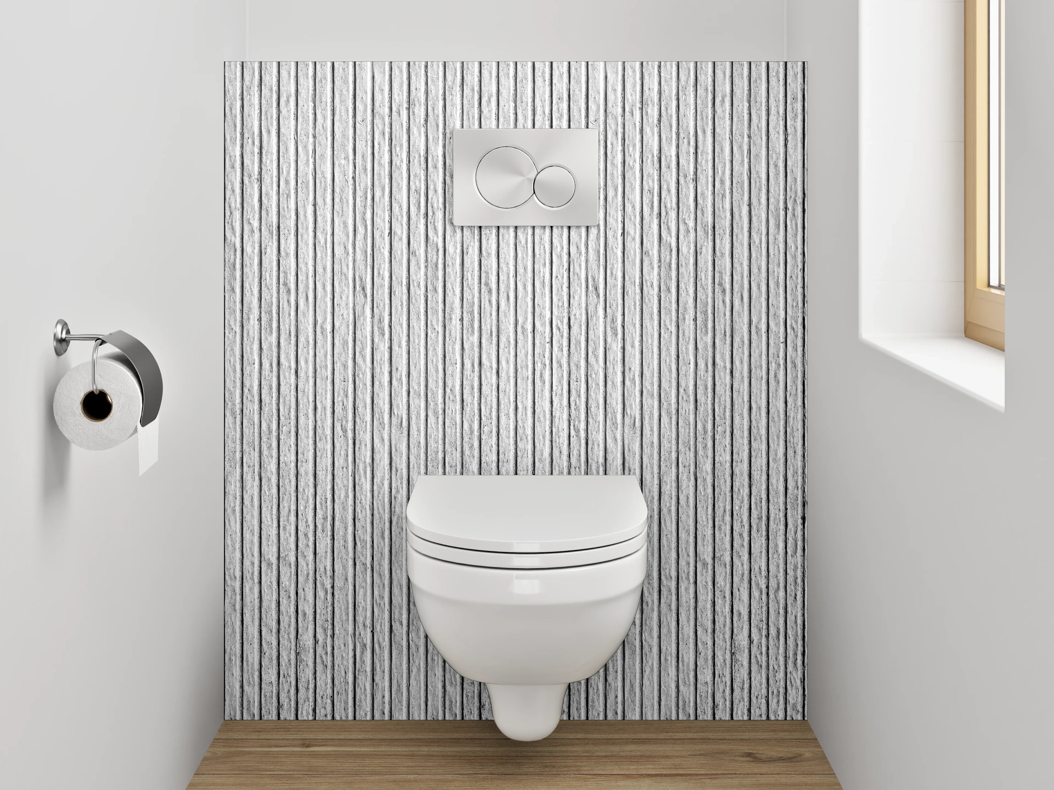 WC-Rückwand - Weiße feine Linienstruktur modern