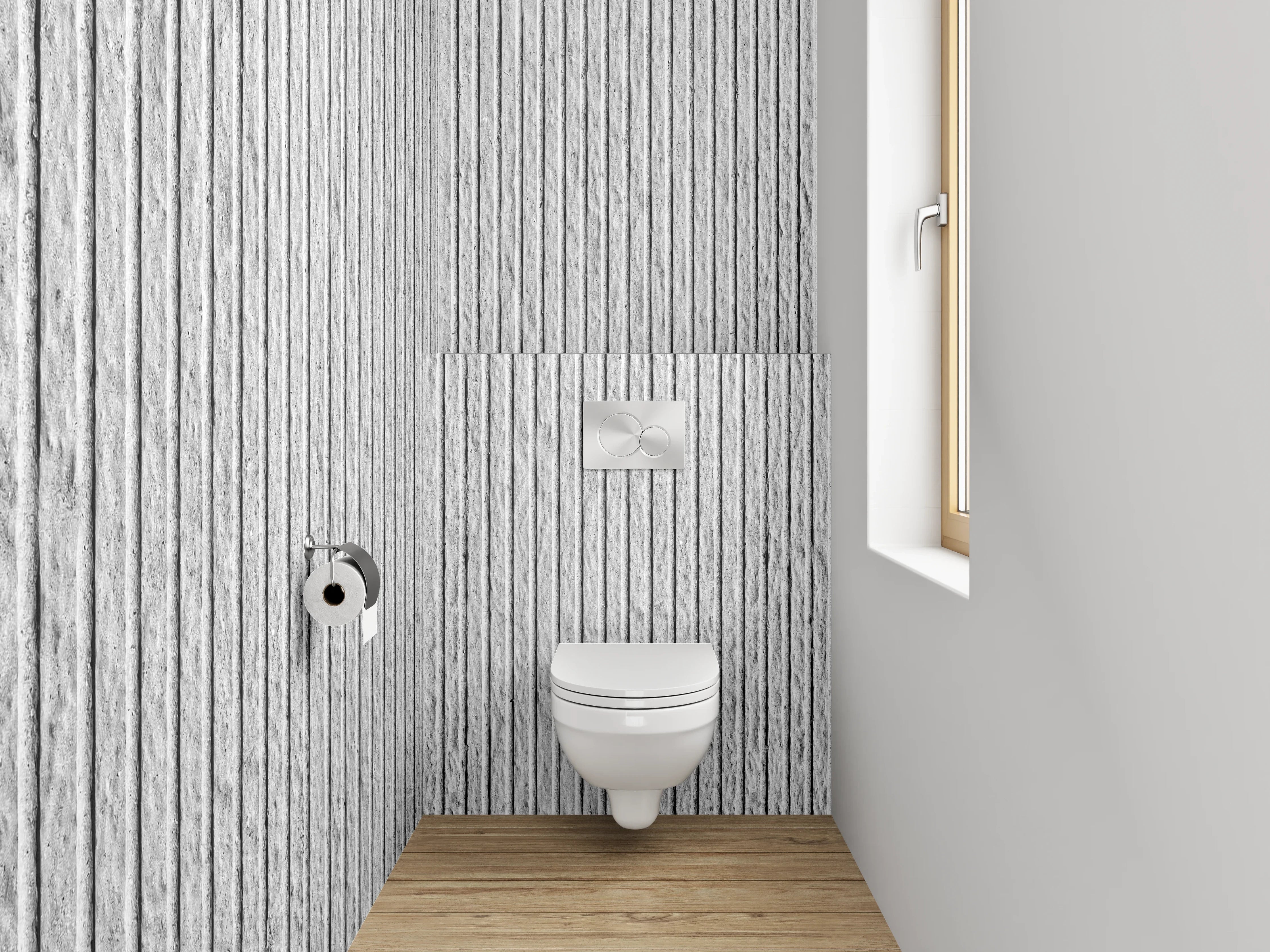 WC-Rückwand - Weiße feine Linienstruktur modern