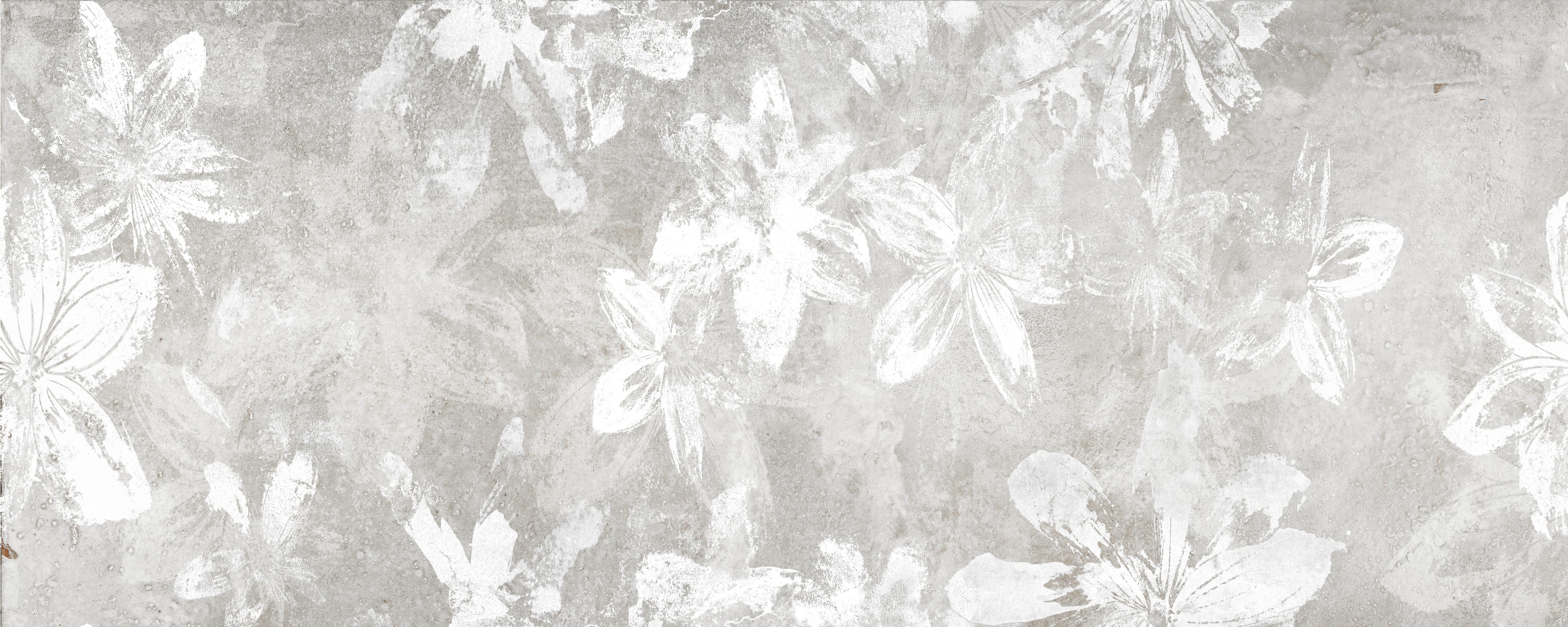 WC-Rückwand-Weiße florale Beton-Optik Blütenwand