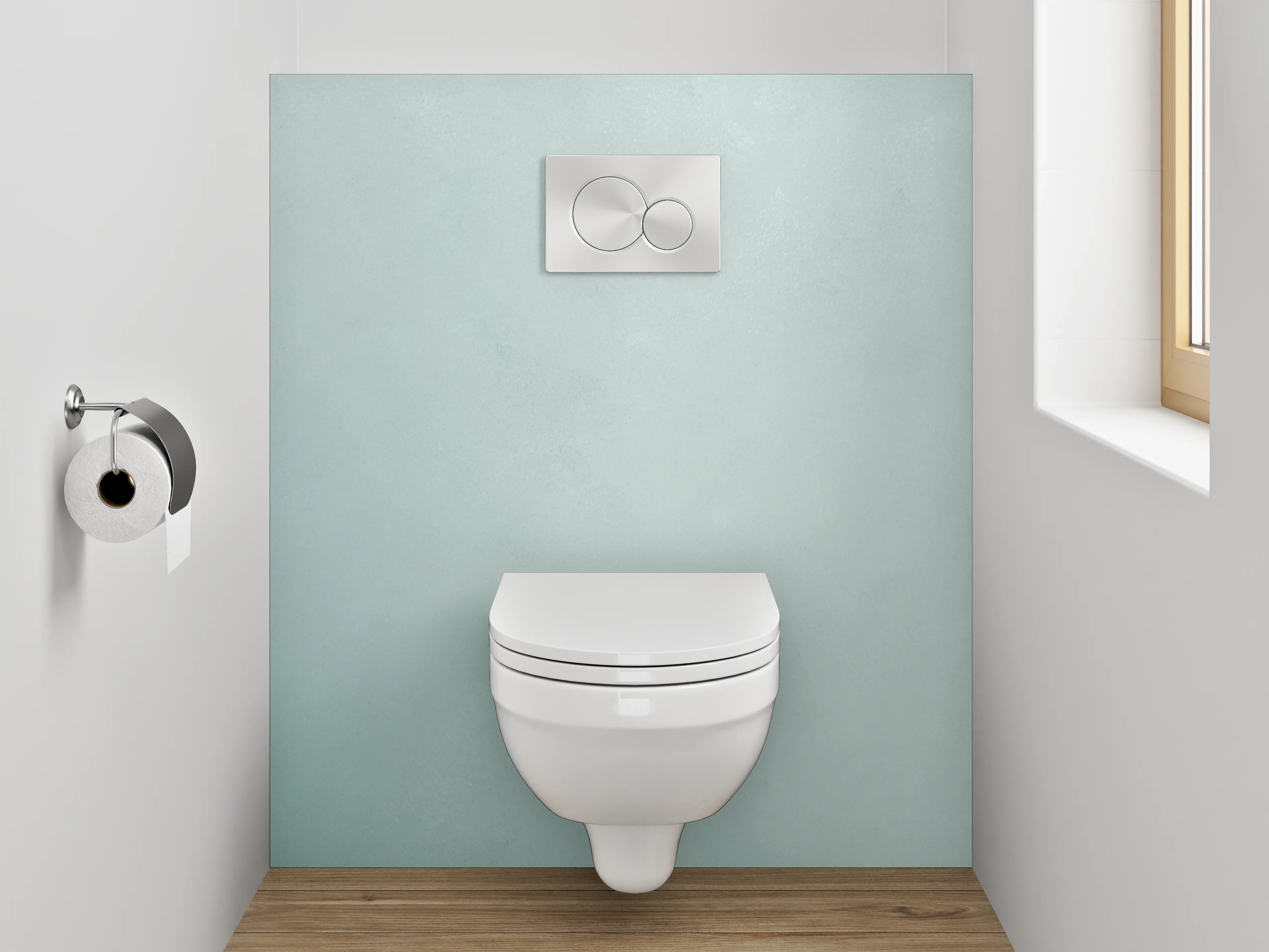 WC-Rückwand - Weiße minimalistische Marmoroptik