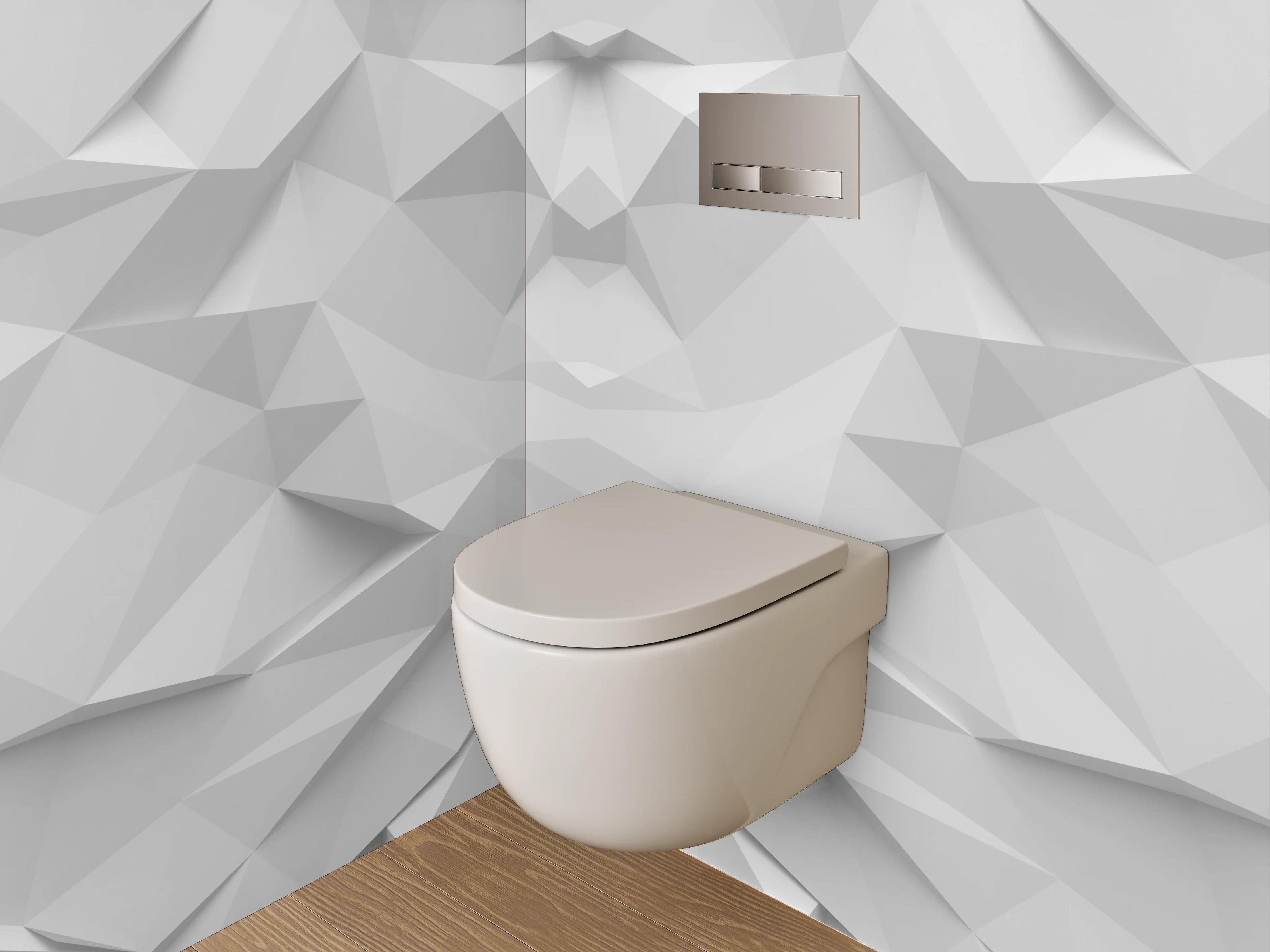 WC-Rückwand - Weiße polygonale 3D-Musterstruktur